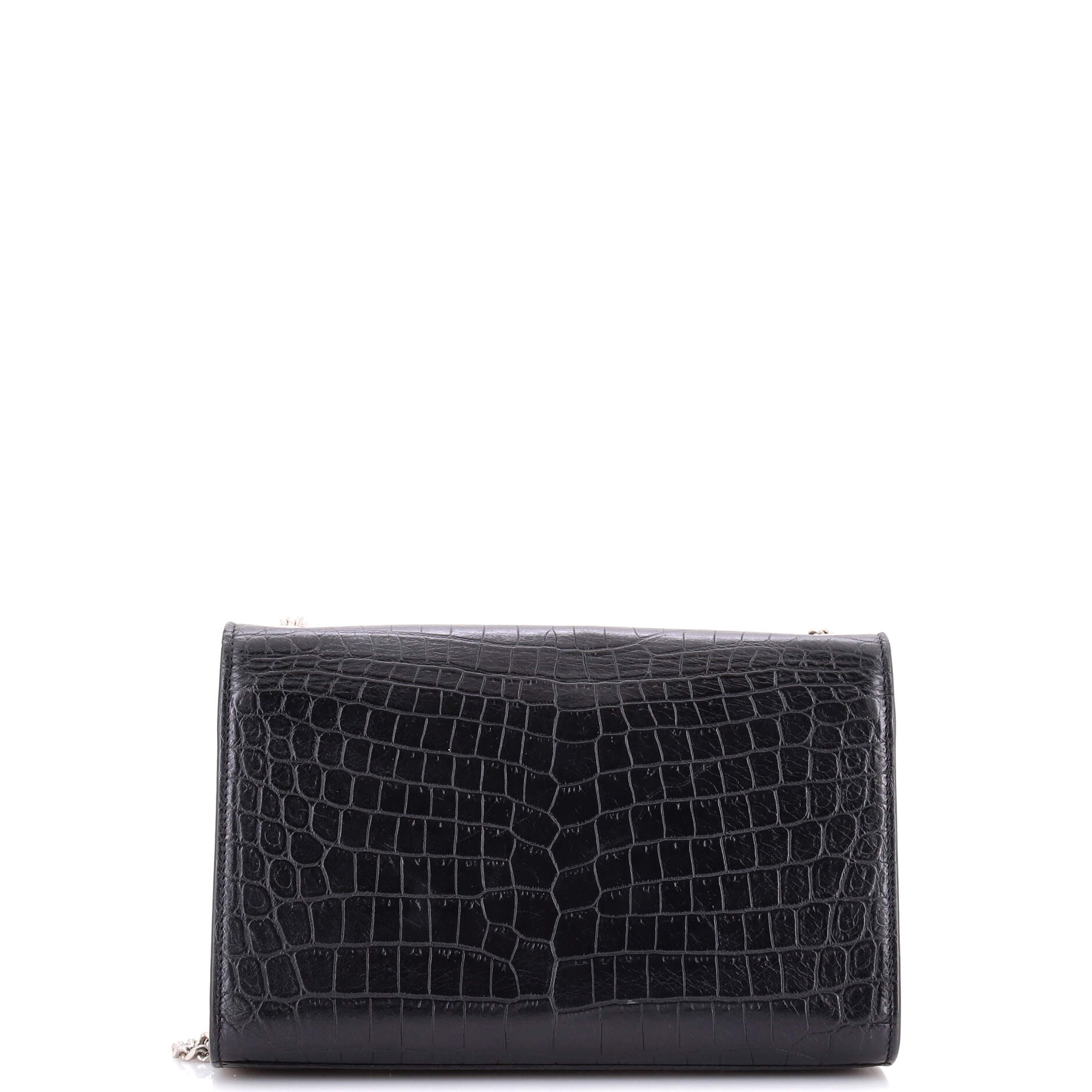 Saint Laurent Classic Monogram Tassel Crossbody Bag Crocodile Embossed Leather Medium