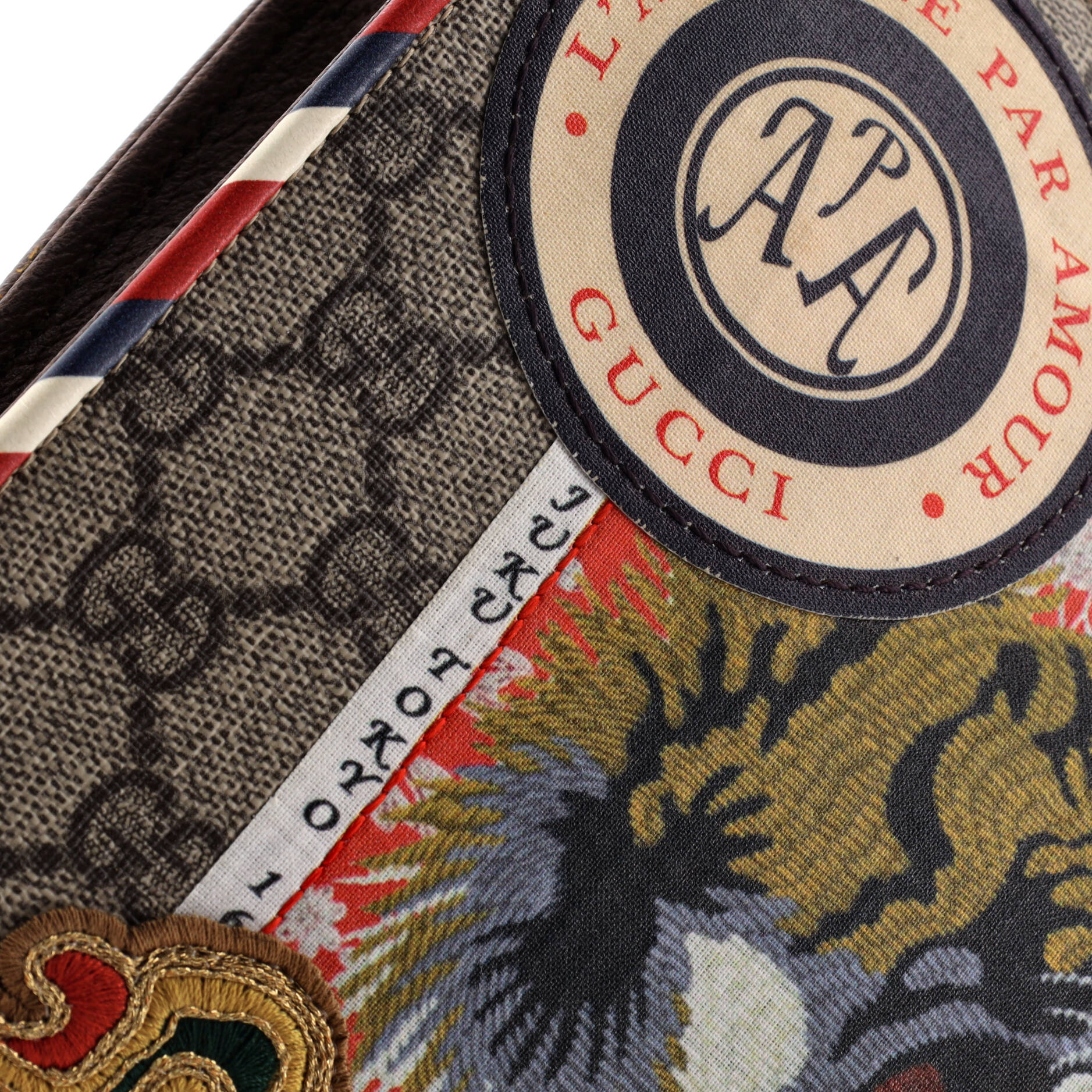 Gucci Courrier Pouch GG Coated Canvas with Applique