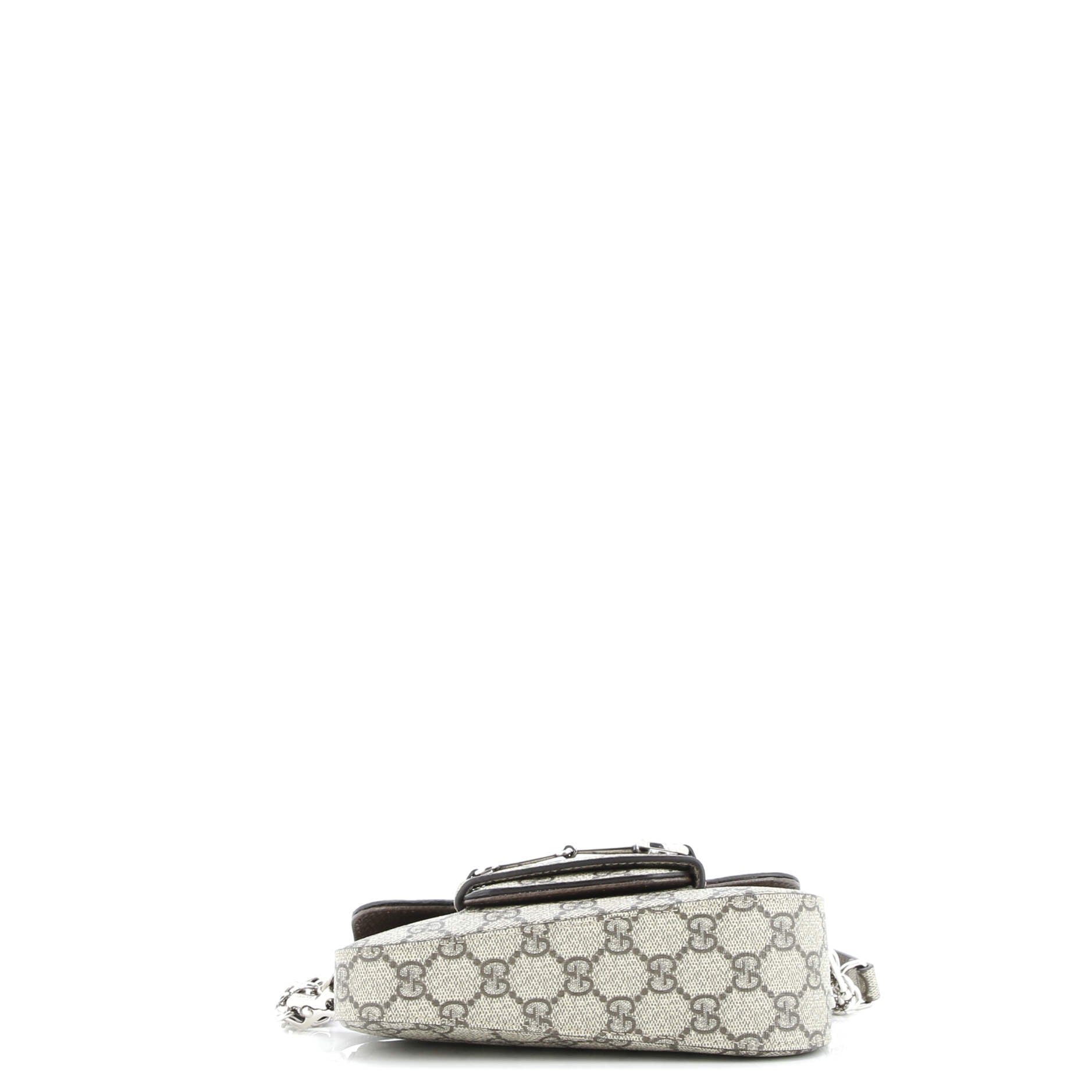 Gucci Horsebit 1955 Asymmetric Shoulder Bag GG Coated Canvas Mini