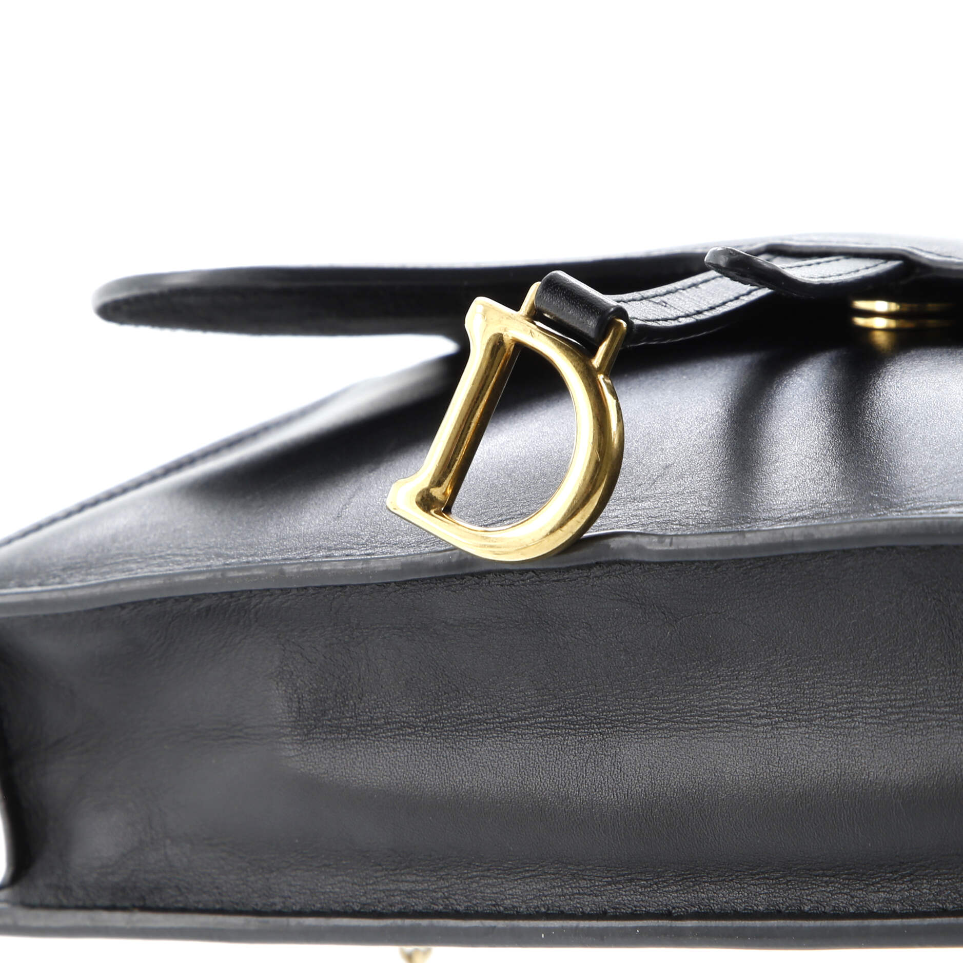 Christian Dior Saddle Chain Wallet Leather Medium
