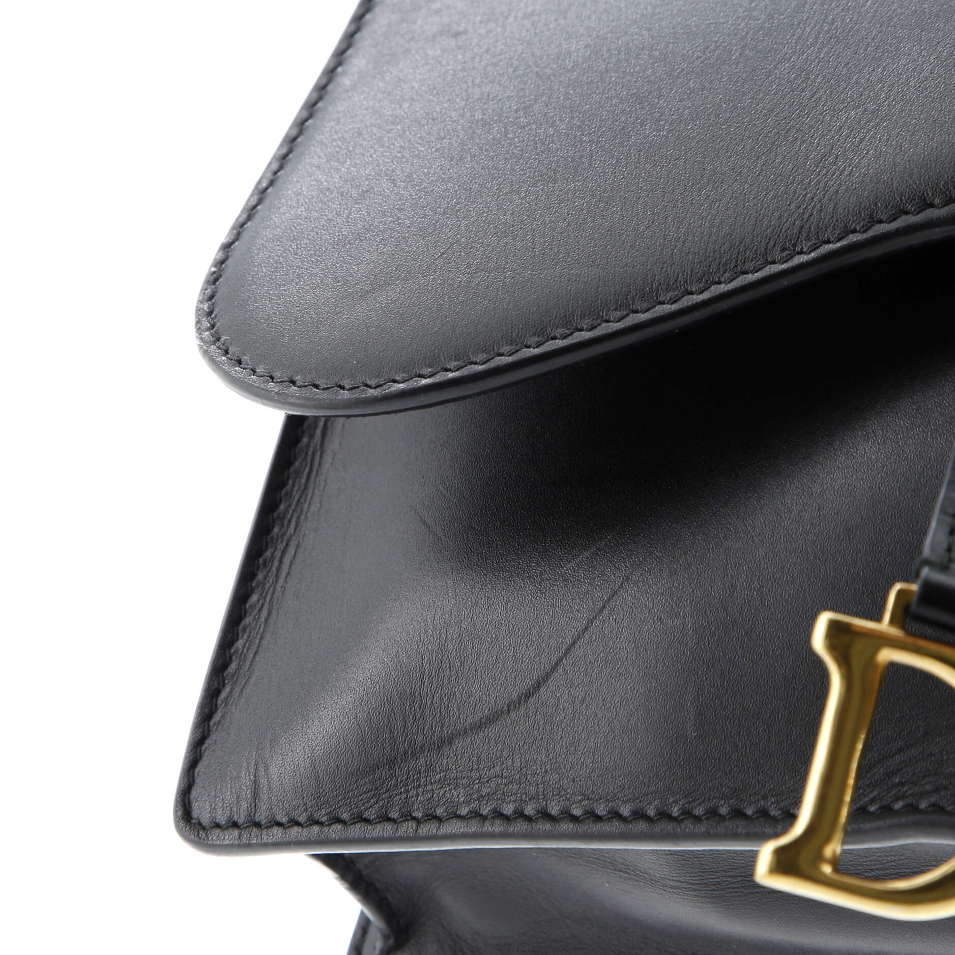 Christian Dior Saddle Chain Wallet Leather Medium