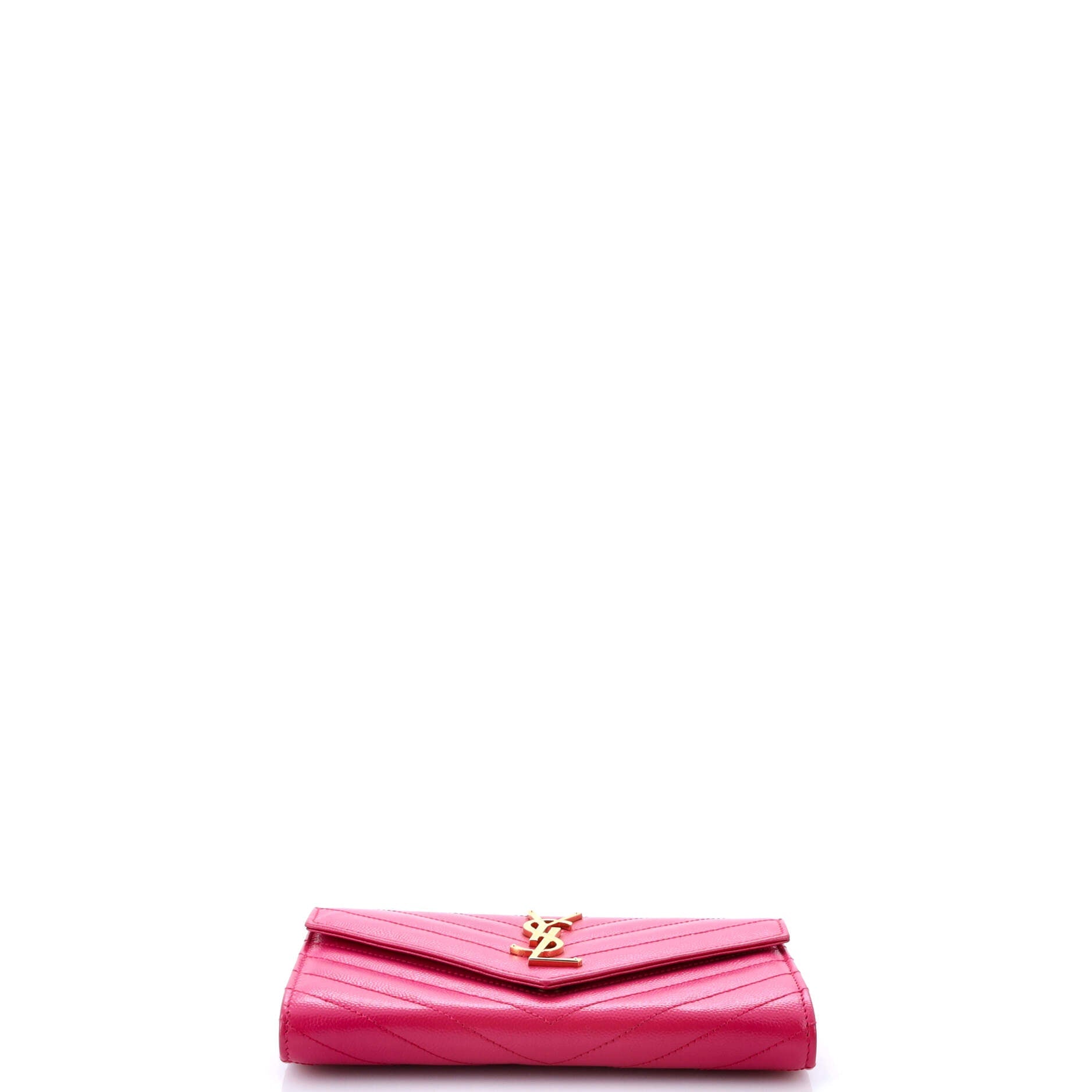 Saint Laurent Classic Monogram Flap Wallet Matelasse Chevron Leather Large
