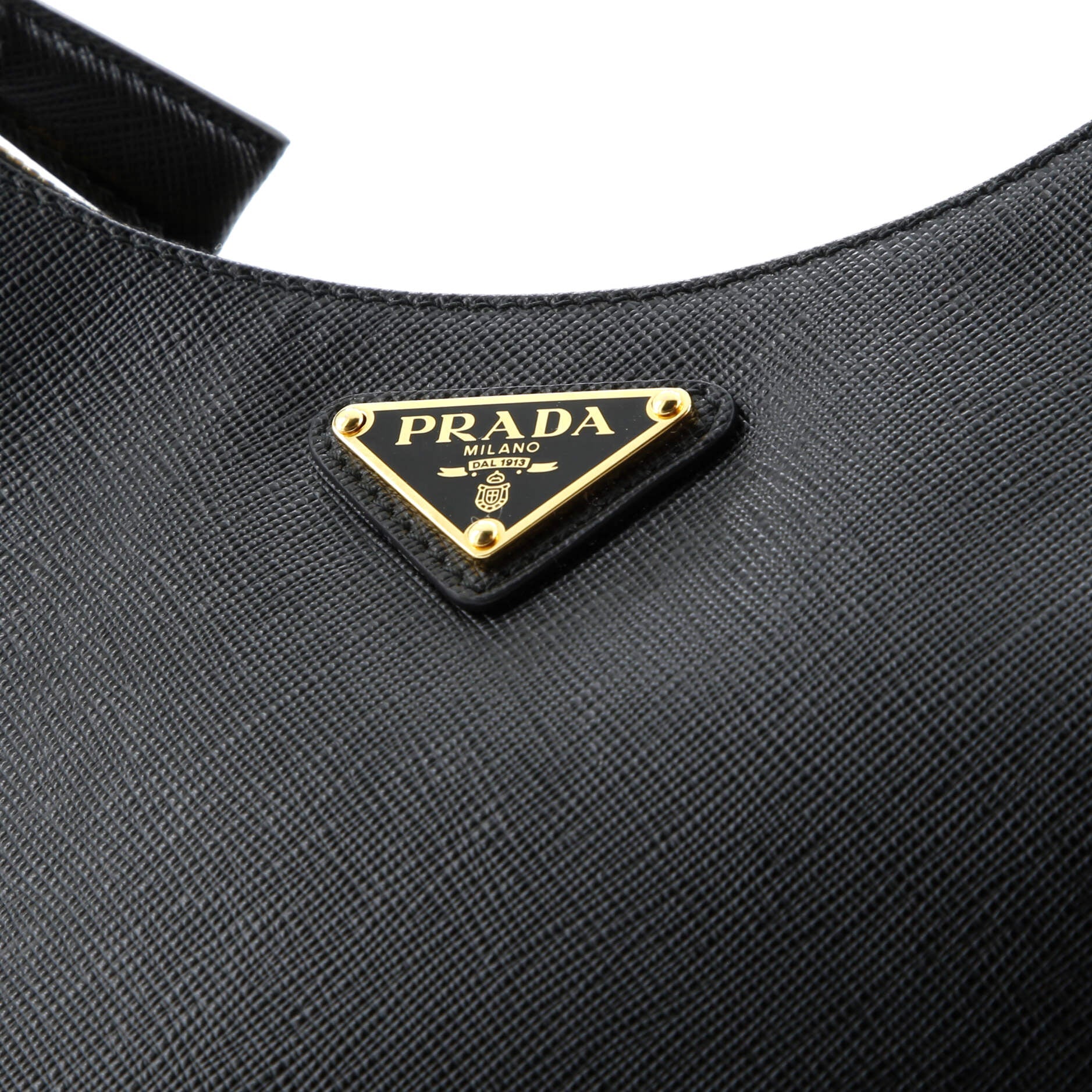 Prada Adjustable Handle Zip Hobo Saffiano Leather Mini