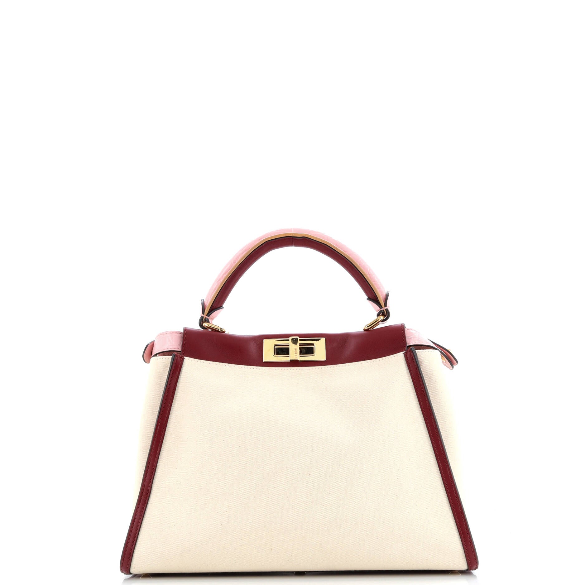 Fendi Peekaboo Bag Canvas with Crocodile Embossed Leather Regular