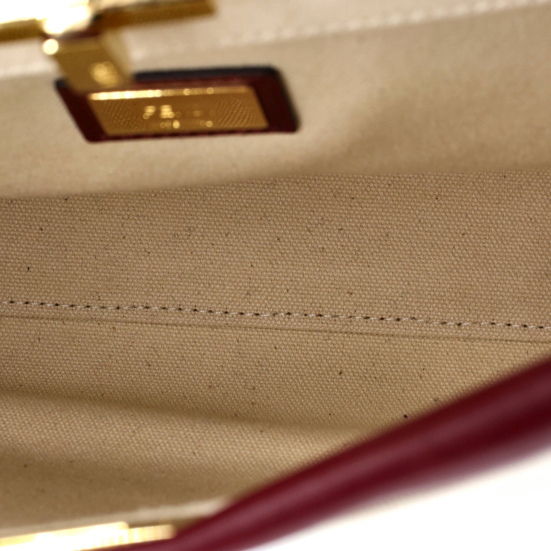 Fendi Peekaboo Bag Canvas with Crocodile Embossed Leather Regular