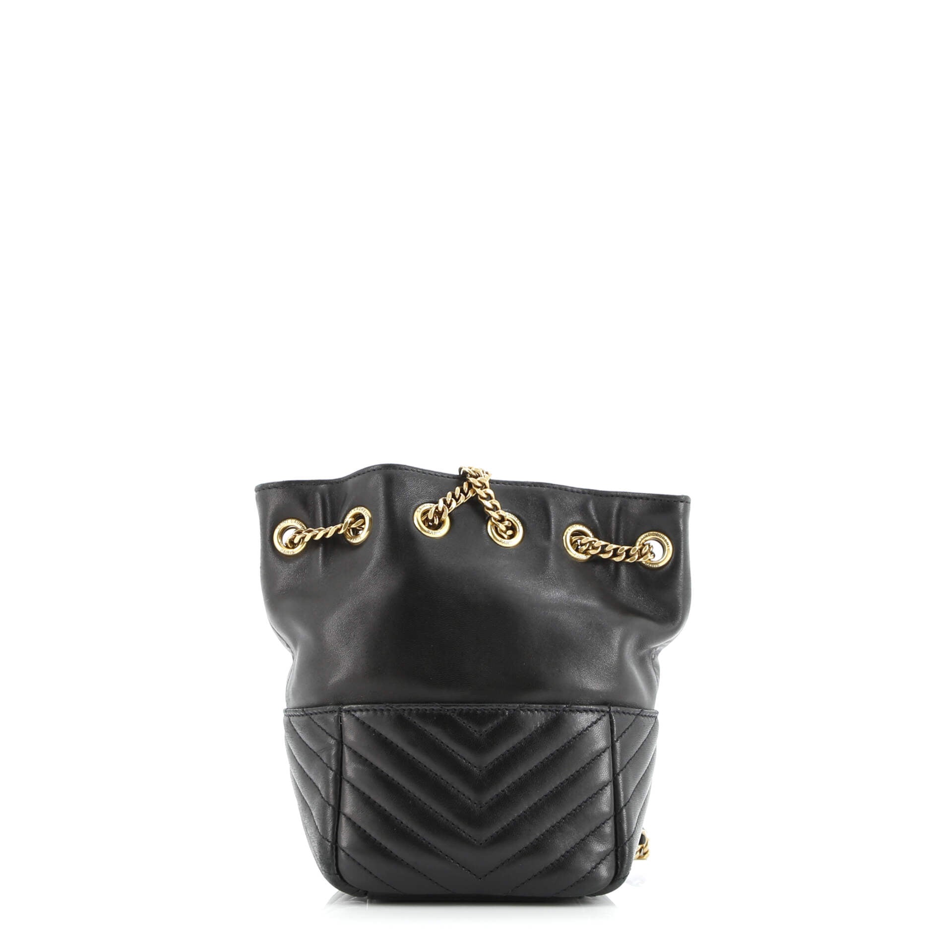 Saint Laurent Joe Bucket Bag Matelasse Chevron Leather Mini