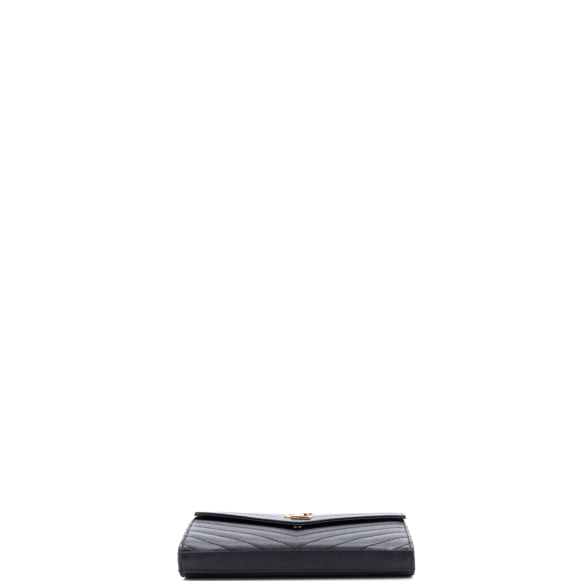 Saint Laurent Classic Monogram Wallet on Chain Matelasse Chevron Leather Medium