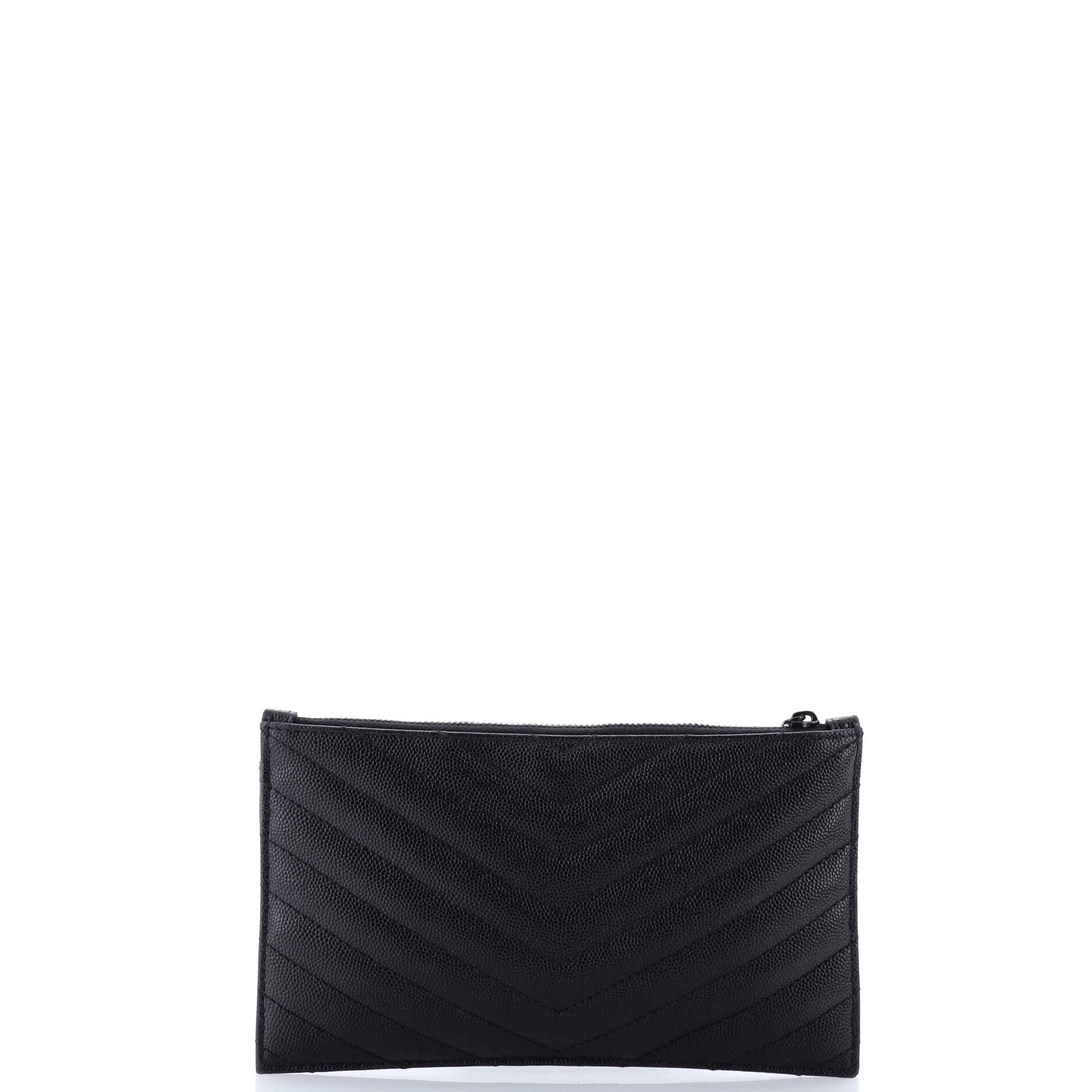 Saint Laurent Classic Monogram Zip Bill Pouch Matelasse Chevron Leather Medium