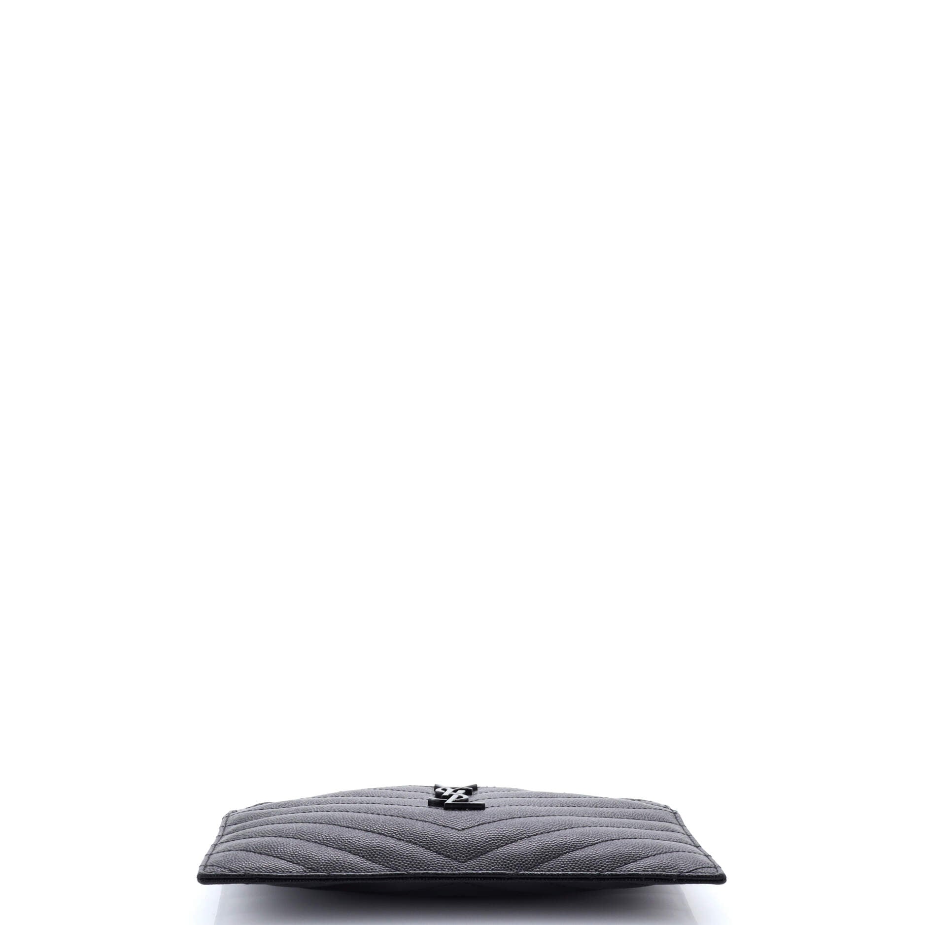 Saint Laurent Classic Monogram Zip Bill Pouch Matelasse Chevron Leather Medium