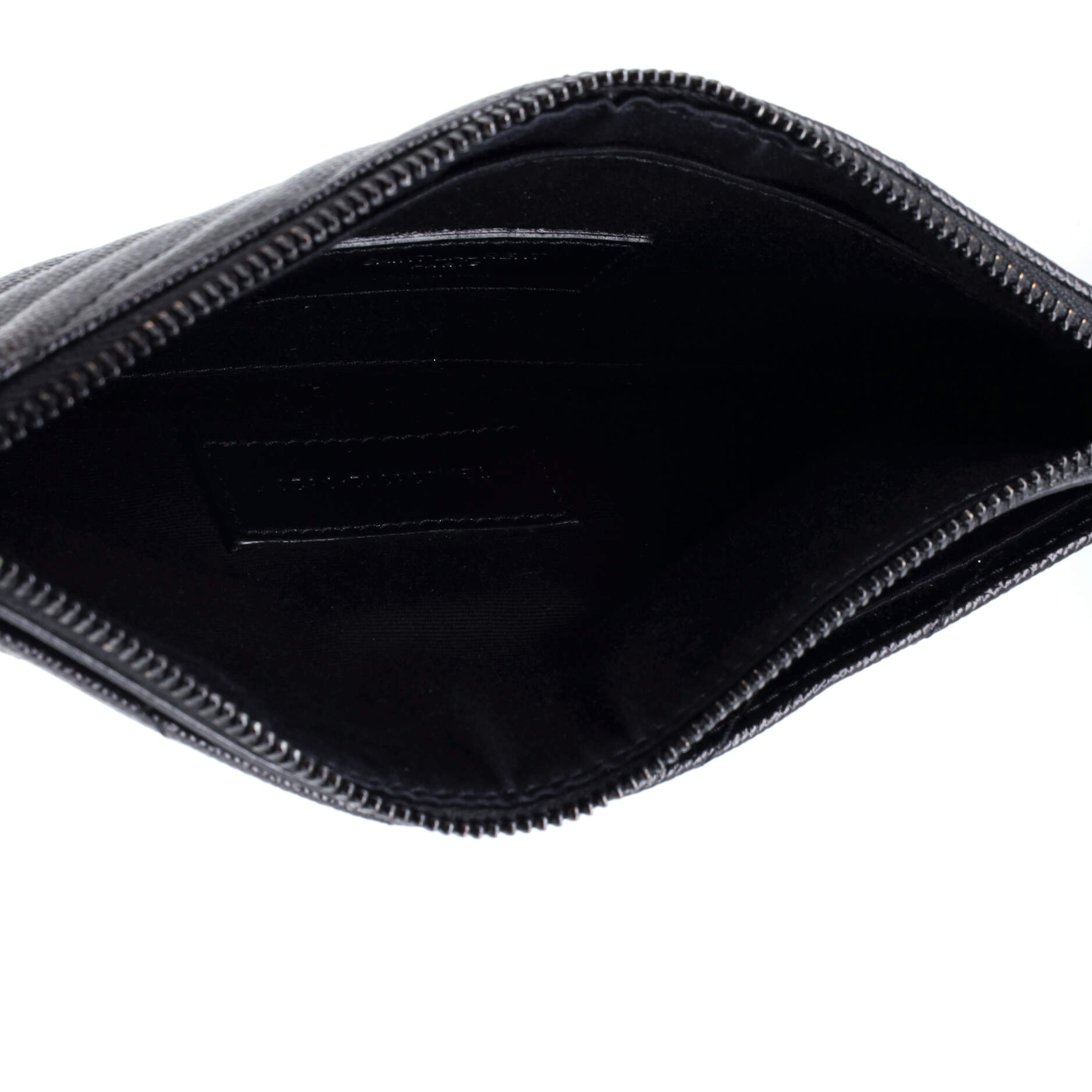 Saint Laurent Classic Monogram Zip Bill Pouch Matelasse Chevron Leather Medium