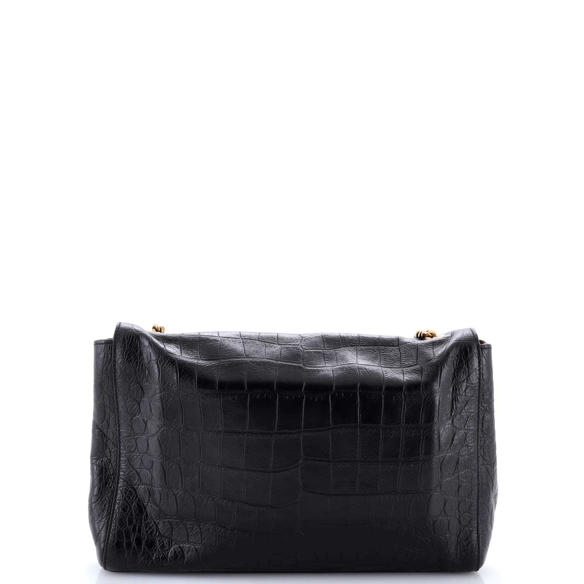 Saint Laurent Classic Monogram Reversible Shoulder Bag Crocodile Embossed Leather and Suede Medium