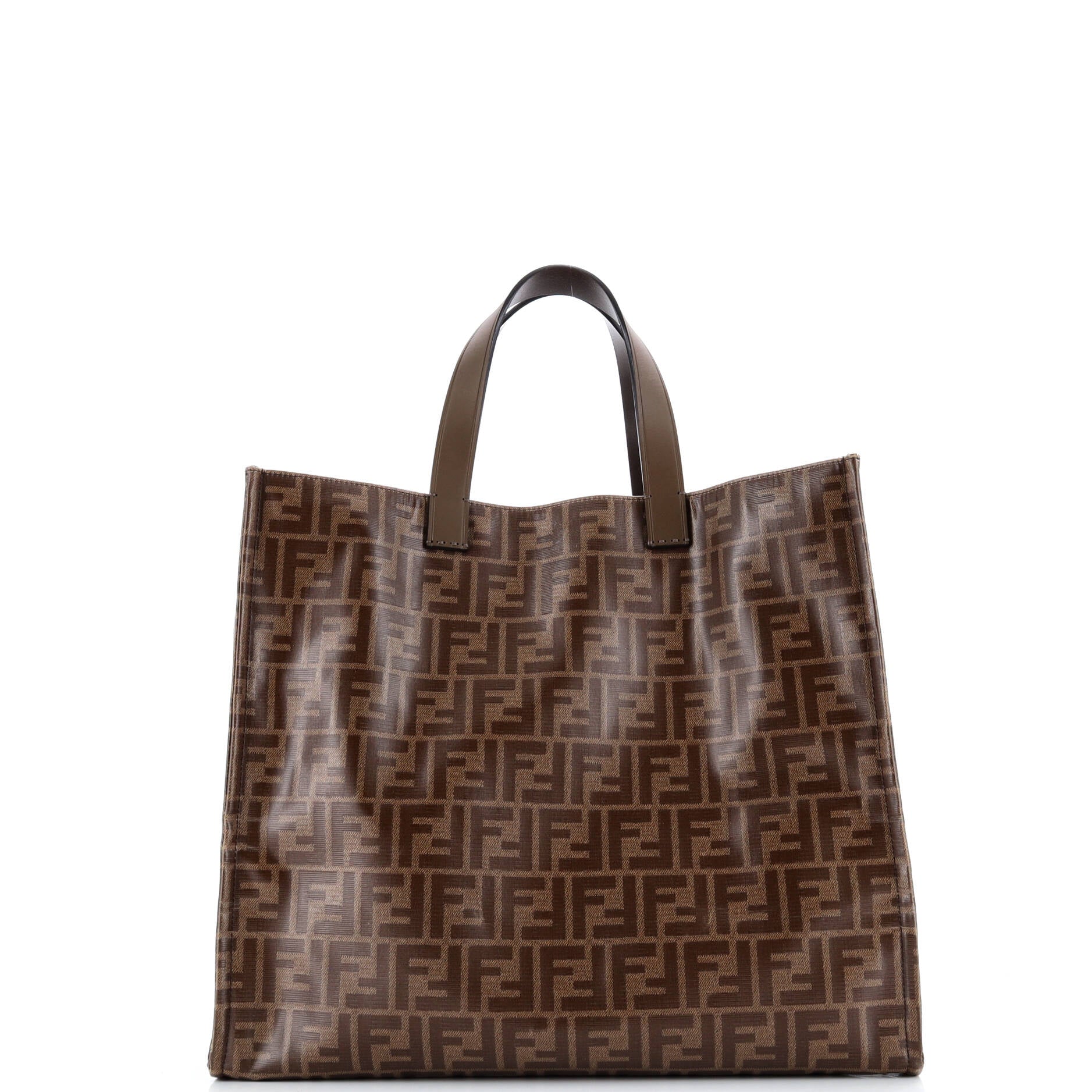 Fendi Mania Logo Shopper Tote Zucca Coated Canvas Large