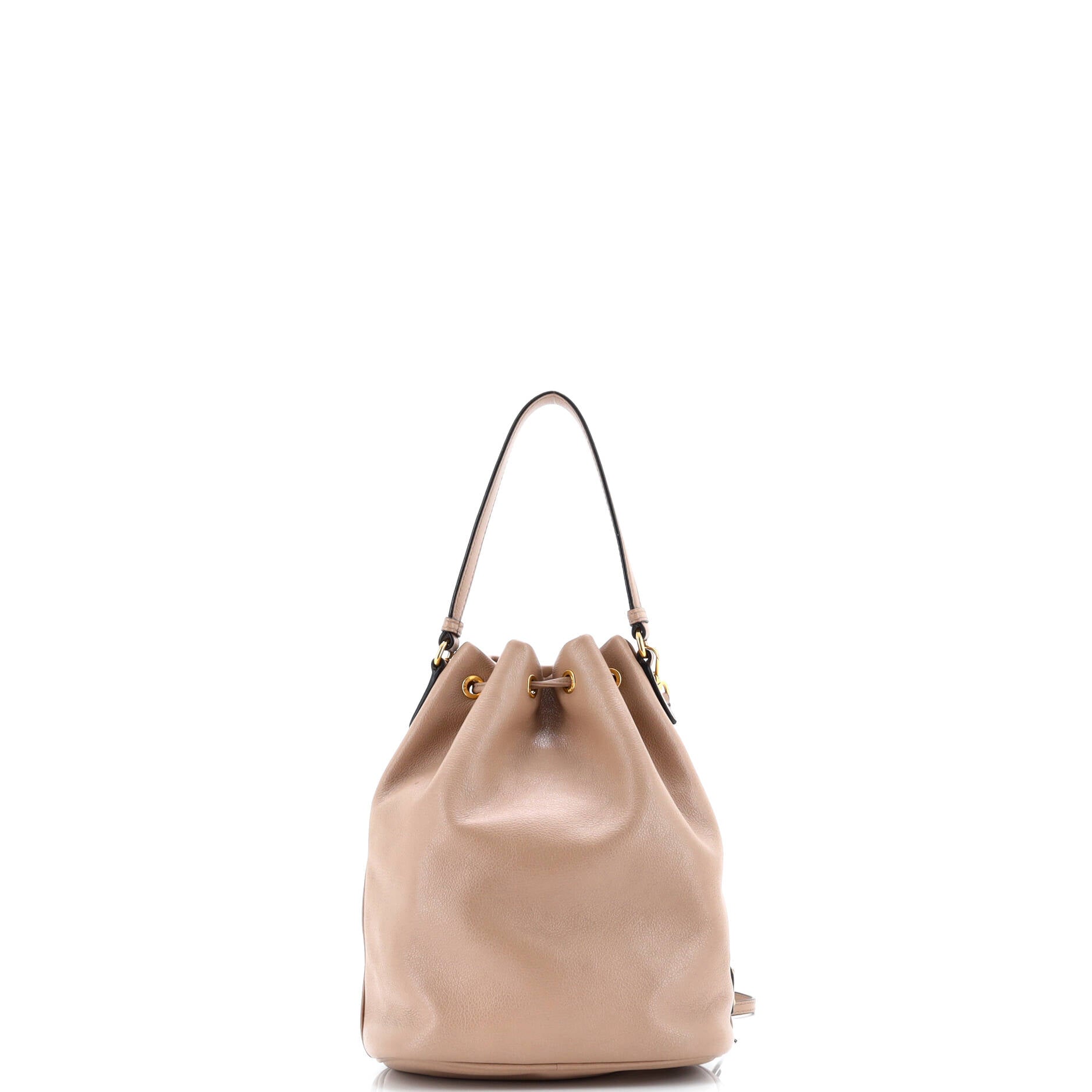 Prada Logo Drawstring Bucket Bag Glace Calf Small