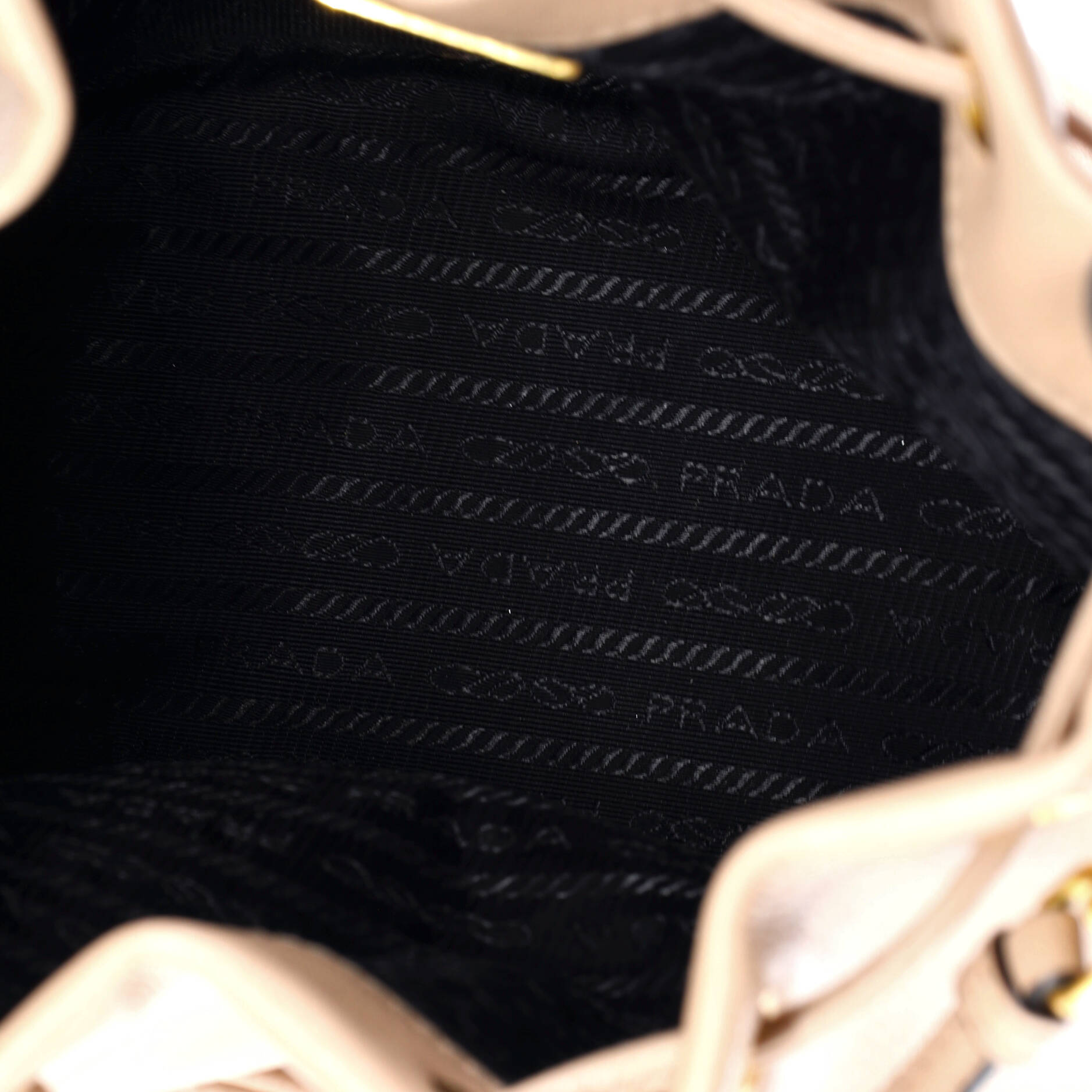 Prada Logo Drawstring Bucket Bag Glace Calf Small