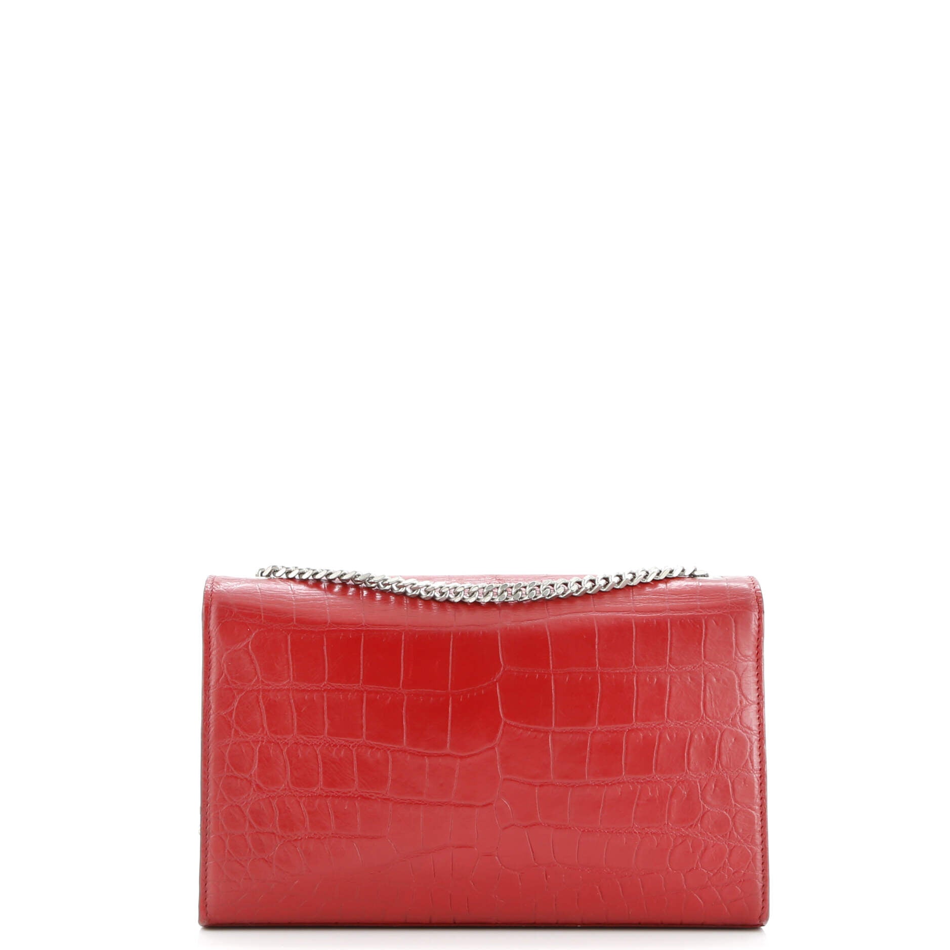 Saint Laurent Classic Monogram Tassel Crossbody Bag Crocodile Embossed Leather Medium