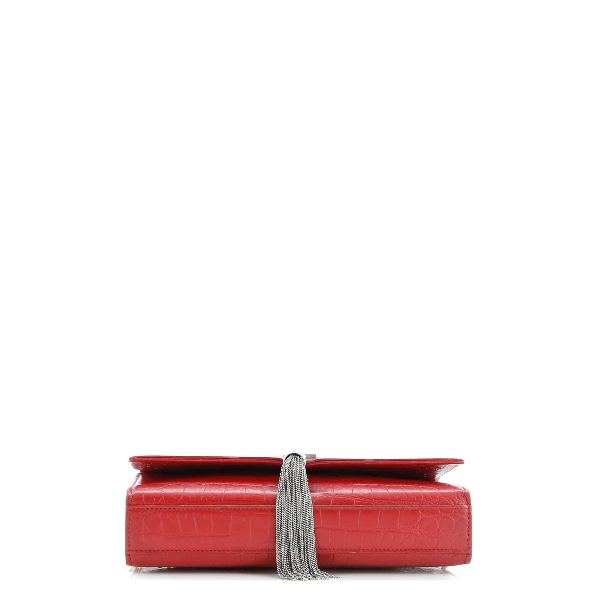 Saint Laurent Classic Monogram Tassel Crossbody Bag Crocodile Embossed Leather Medium