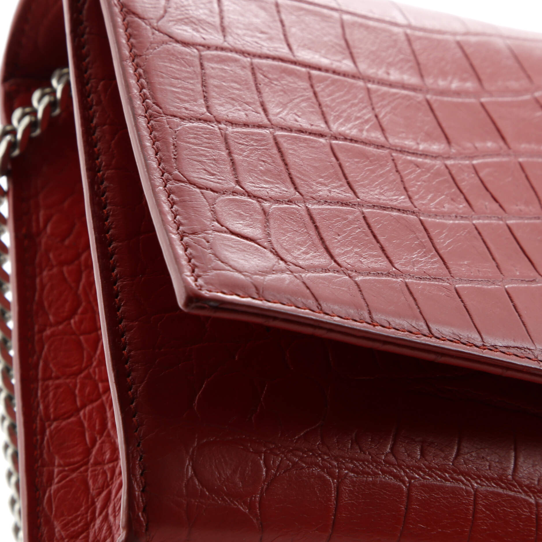 Saint Laurent Classic Monogram Tassel Crossbody Bag Crocodile Embossed Leather Medium