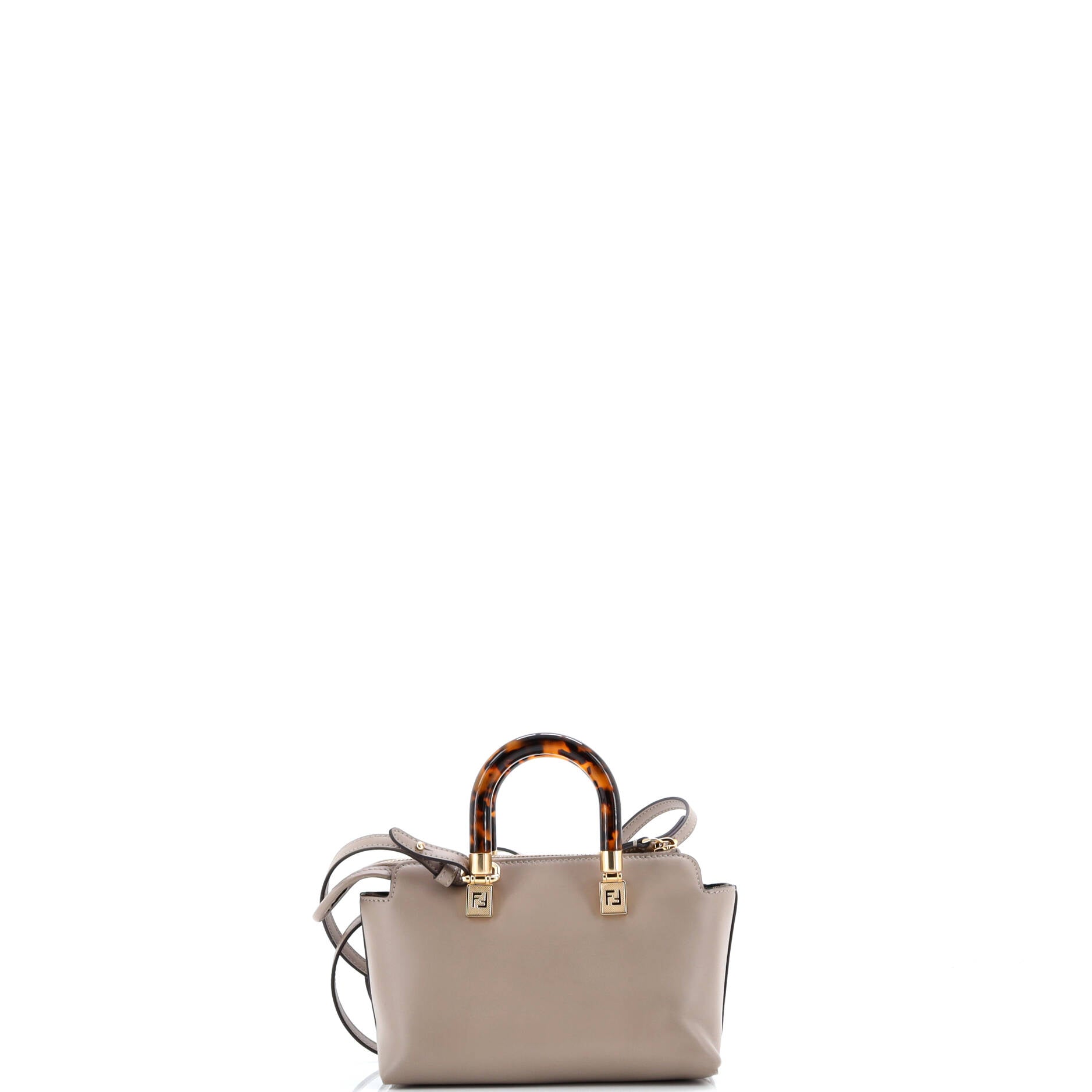 Fendi Logo By The Way Top Handle Bag Embossed Leather Mini