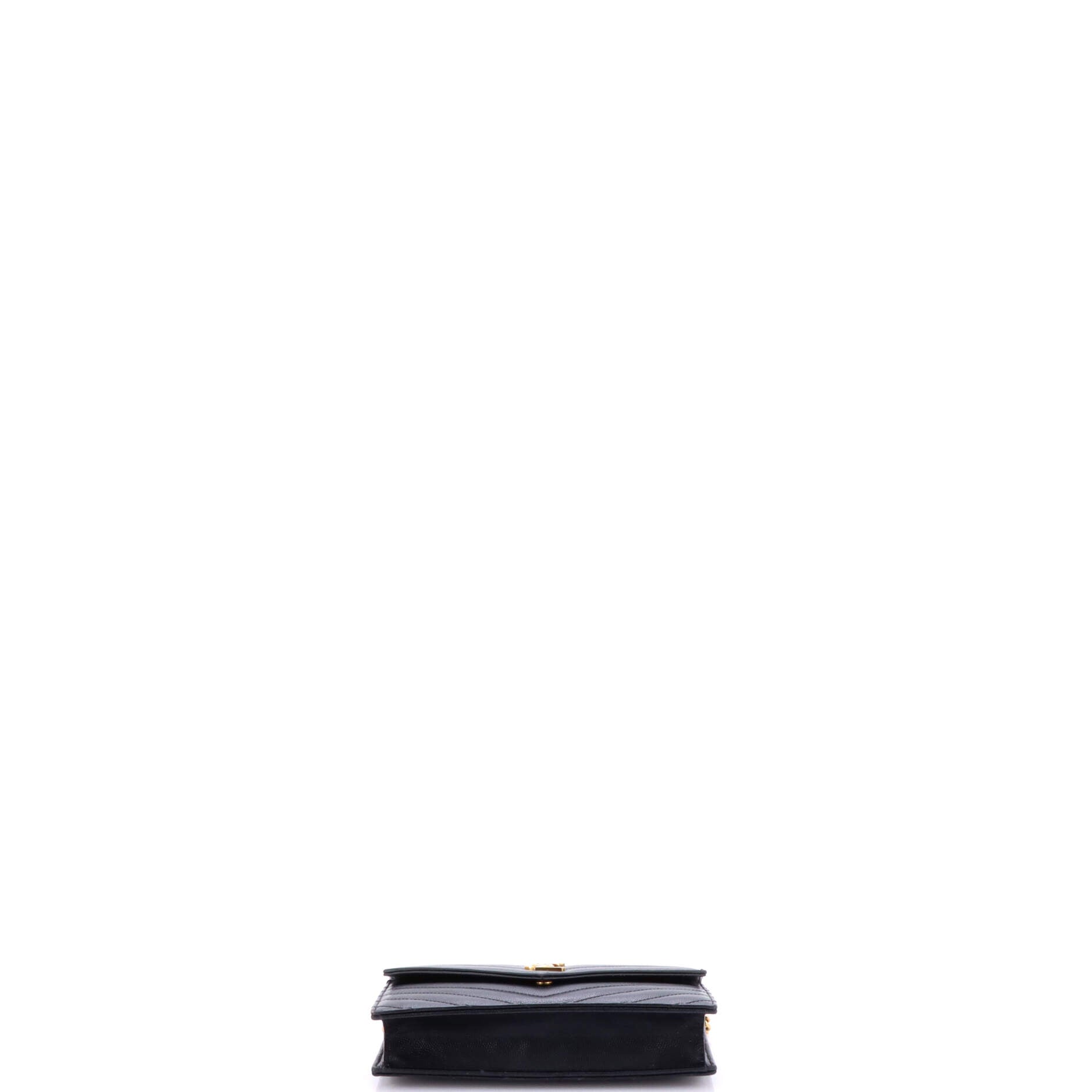Saint Laurent Classic Monogram Wallet on Chain Matelasse Chevron Leather Small