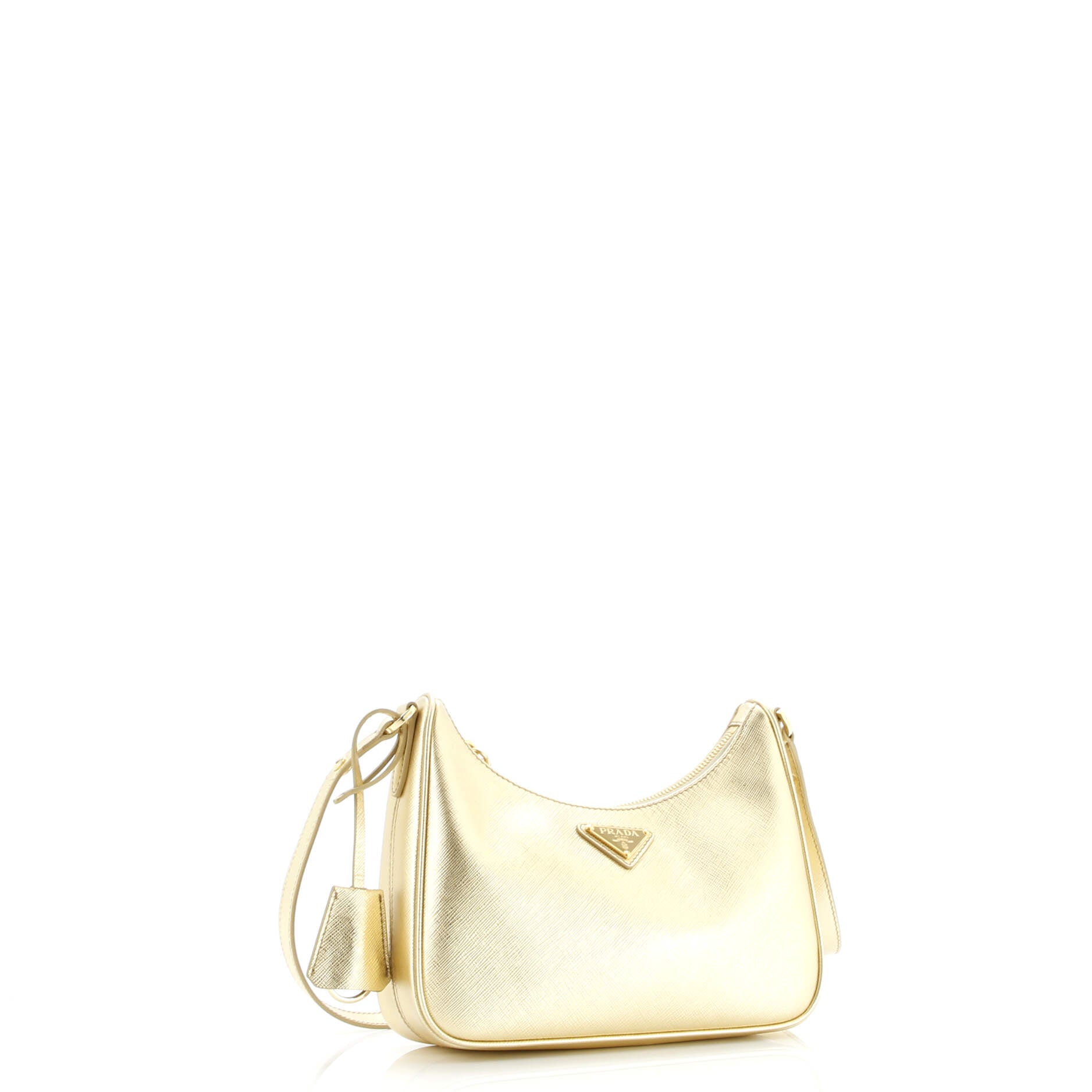 Prada Adjustable Handle Zip Hobo Saffiano Leather Mini