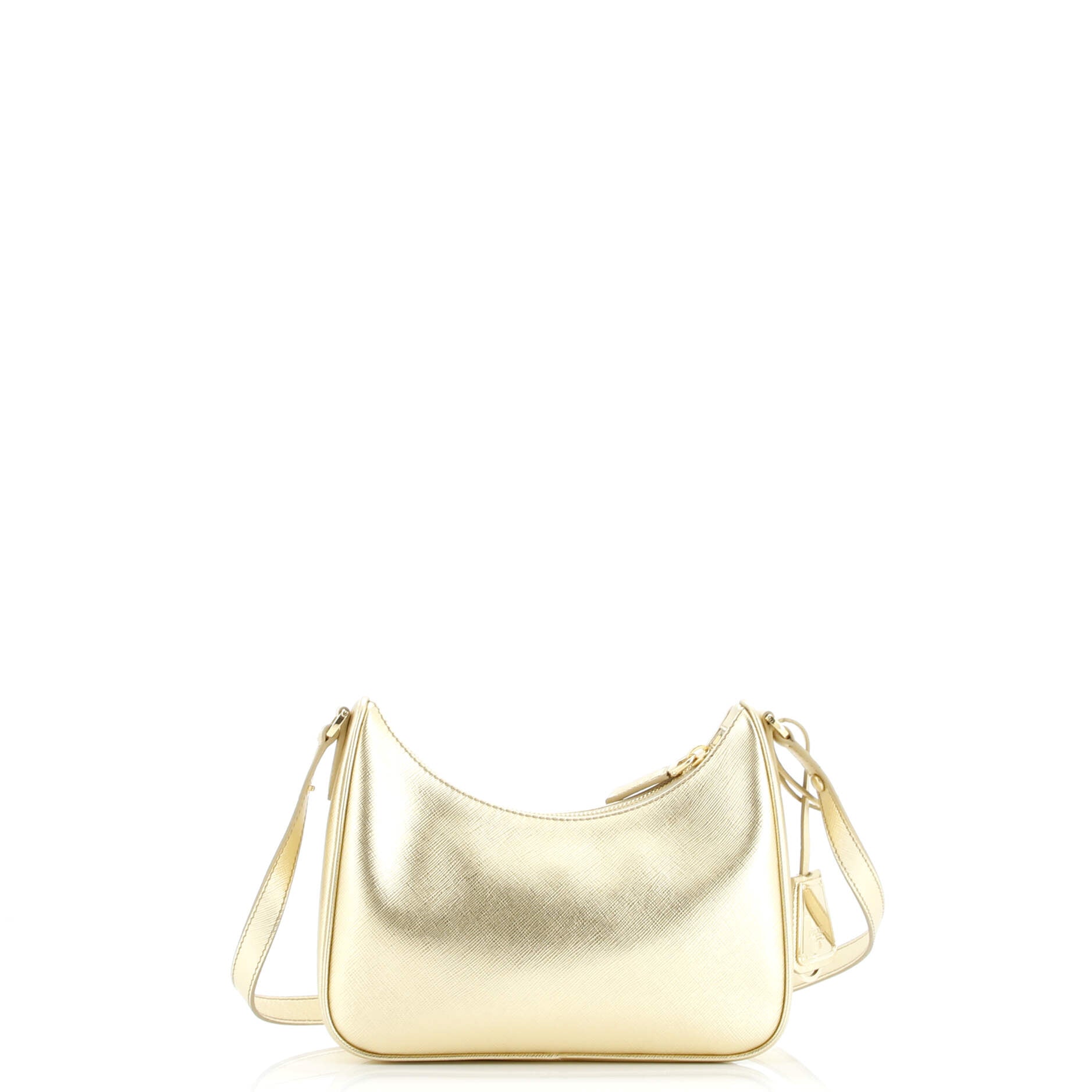 Prada Adjustable Handle Zip Hobo Saffiano Leather Mini