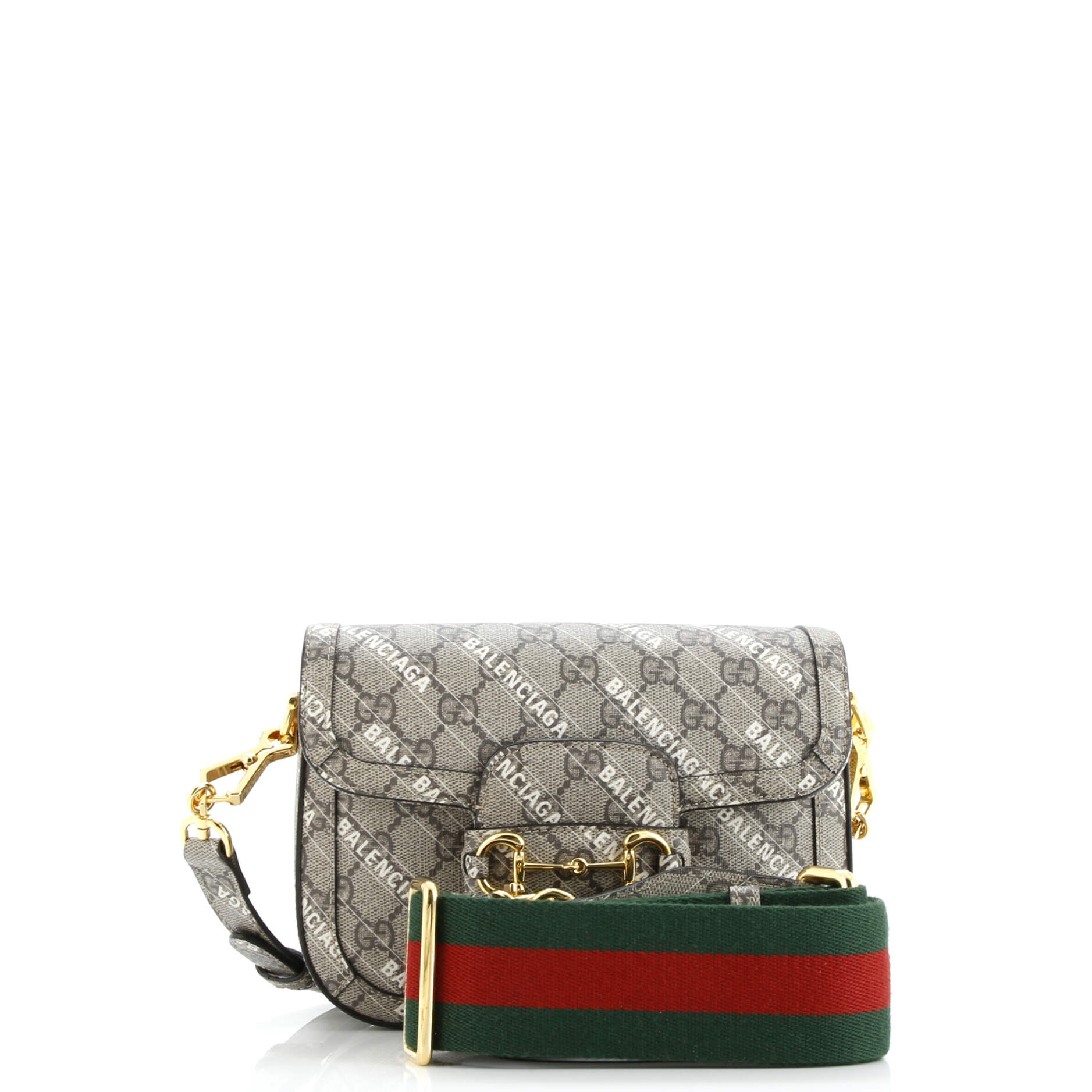 Gucci x Balenciaga The Hacker Project Horsebit 1955 Shoulder Bag GG Coated Canvas Mini