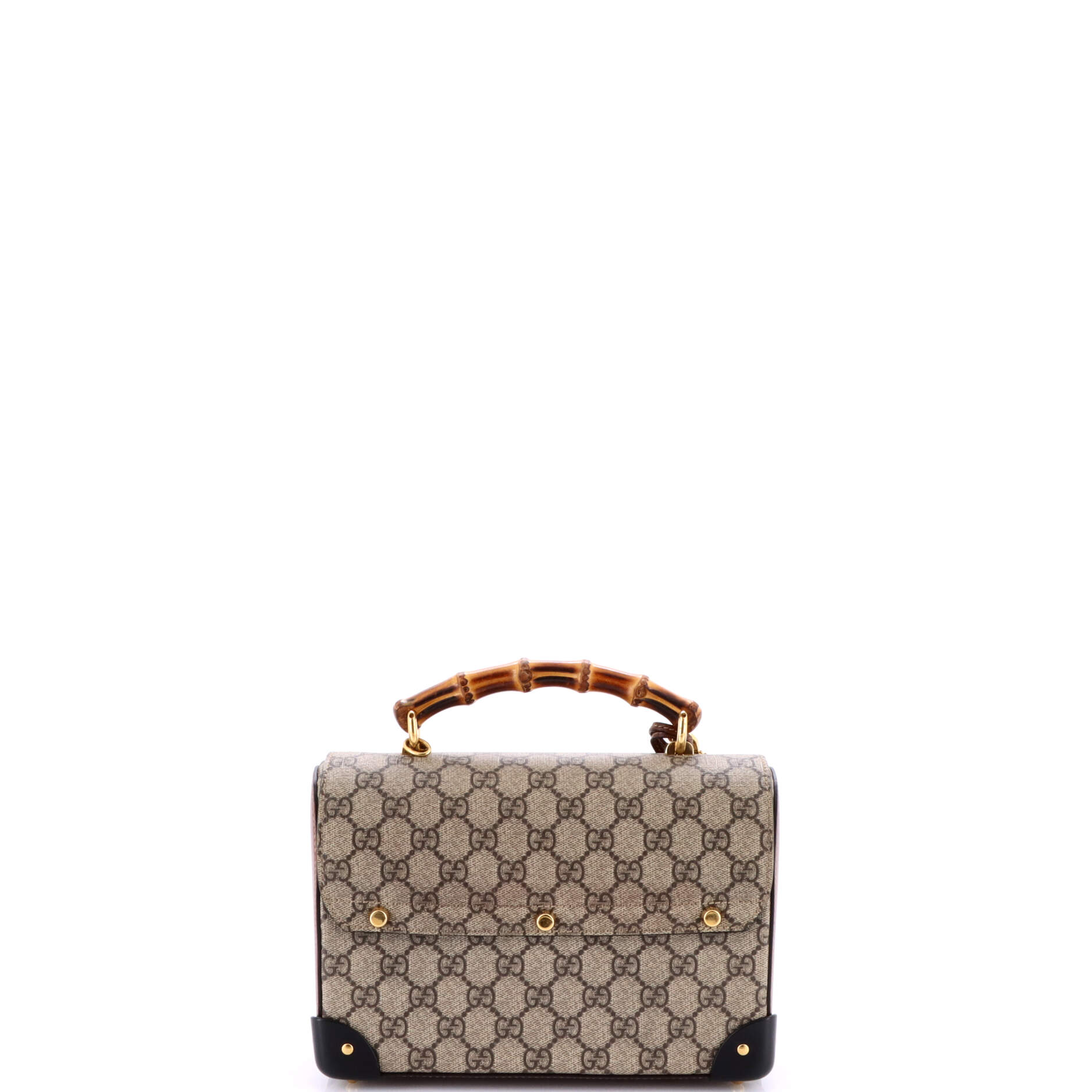 Gucci Padlock Bamboo Shoulder Bag GG Coated Canvas Small
