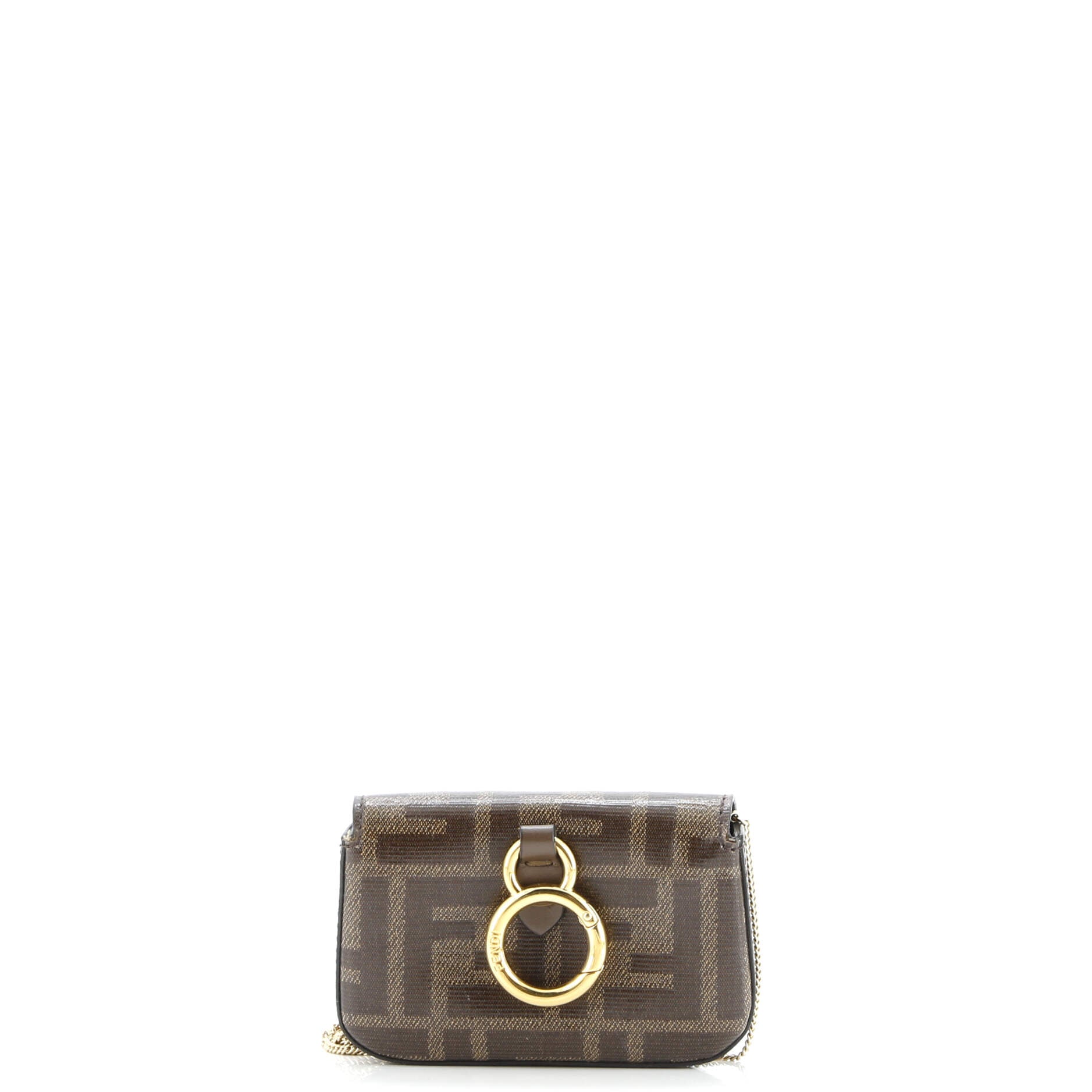 Fendi Chain Baguette Charm Bag Zucca Coated Canvas Nano