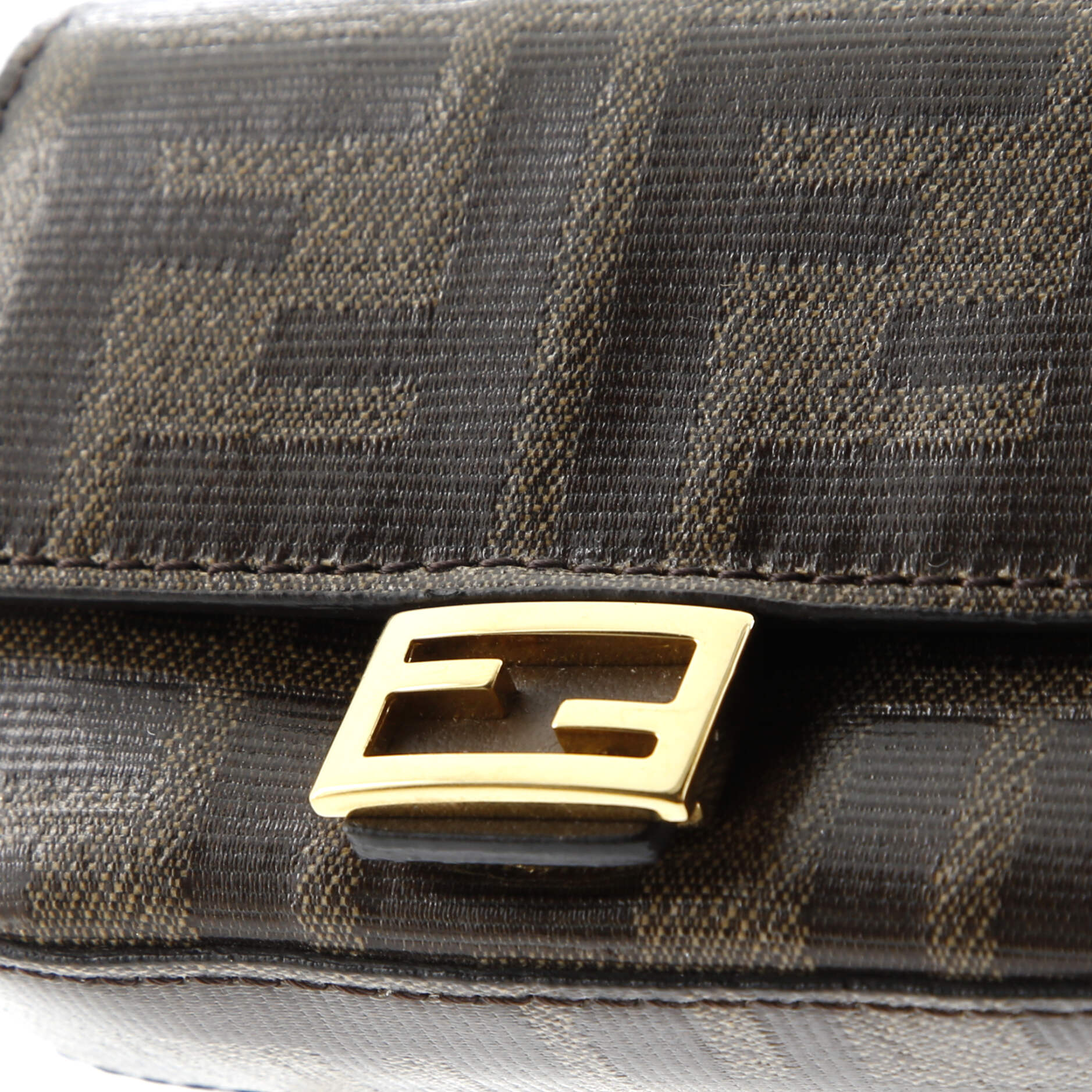 Fendi Chain Baguette Charm Bag Zucca Coated Canvas Nano