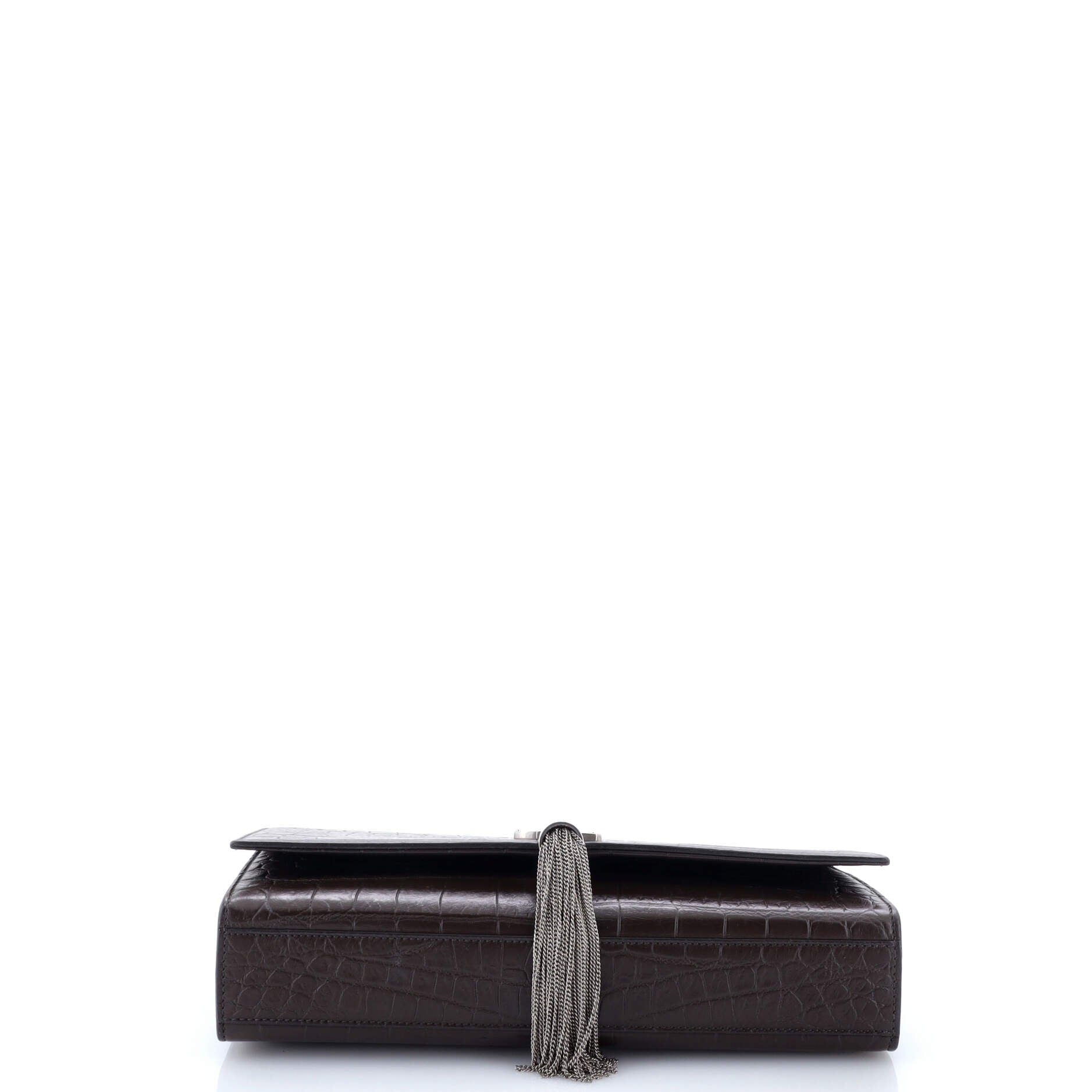 Saint Laurent Classic Monogram Tassel Crossbody Bag Crocodile Embossed Leather Medium