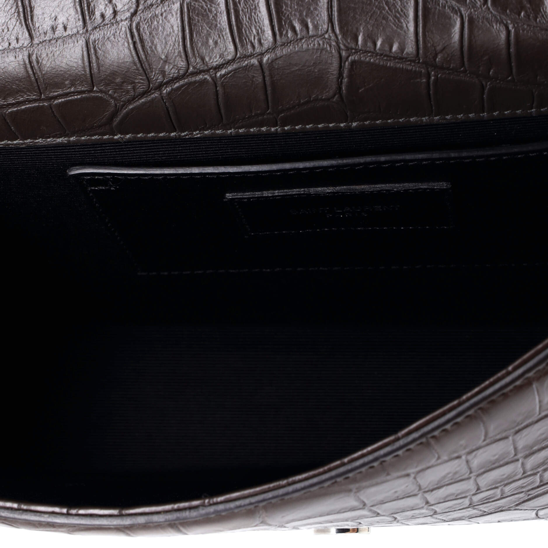 Saint Laurent Classic Monogram Tassel Crossbody Bag Crocodile Embossed Leather Medium