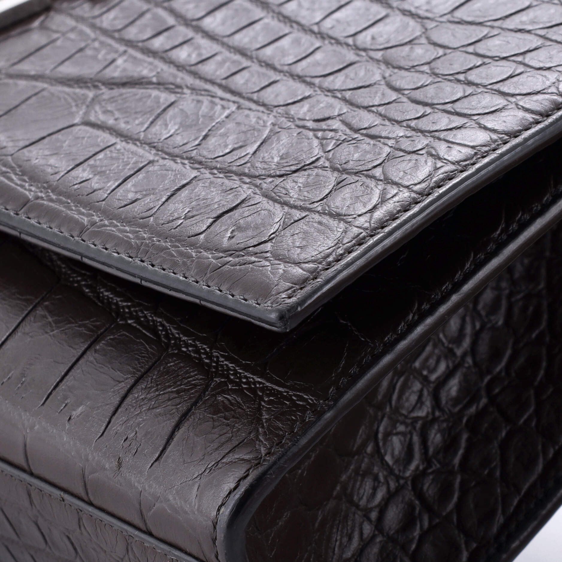 Saint Laurent Classic Monogram Tassel Crossbody Bag Crocodile Embossed Leather Medium