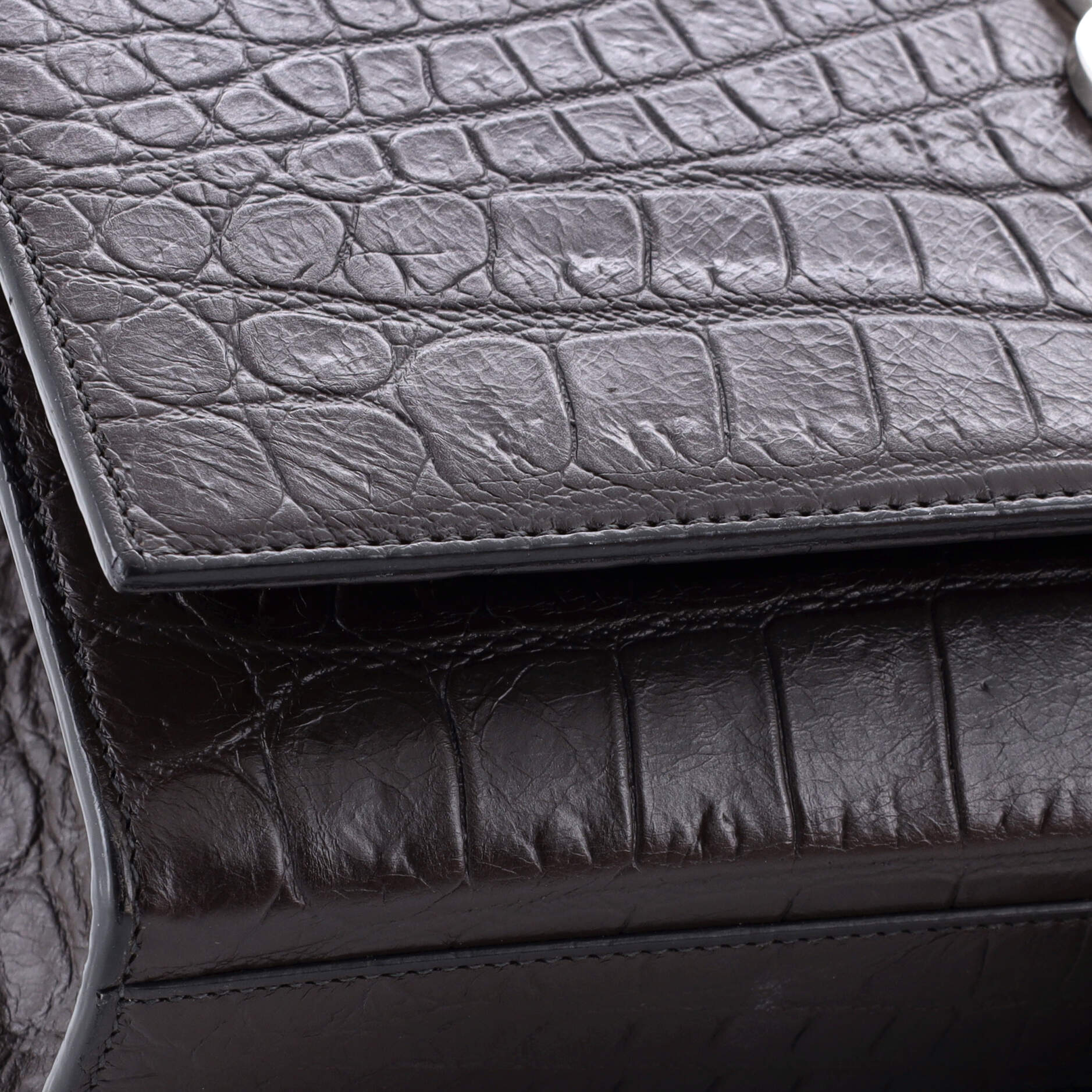Saint Laurent Classic Monogram Tassel Crossbody Bag Crocodile Embossed Leather Medium