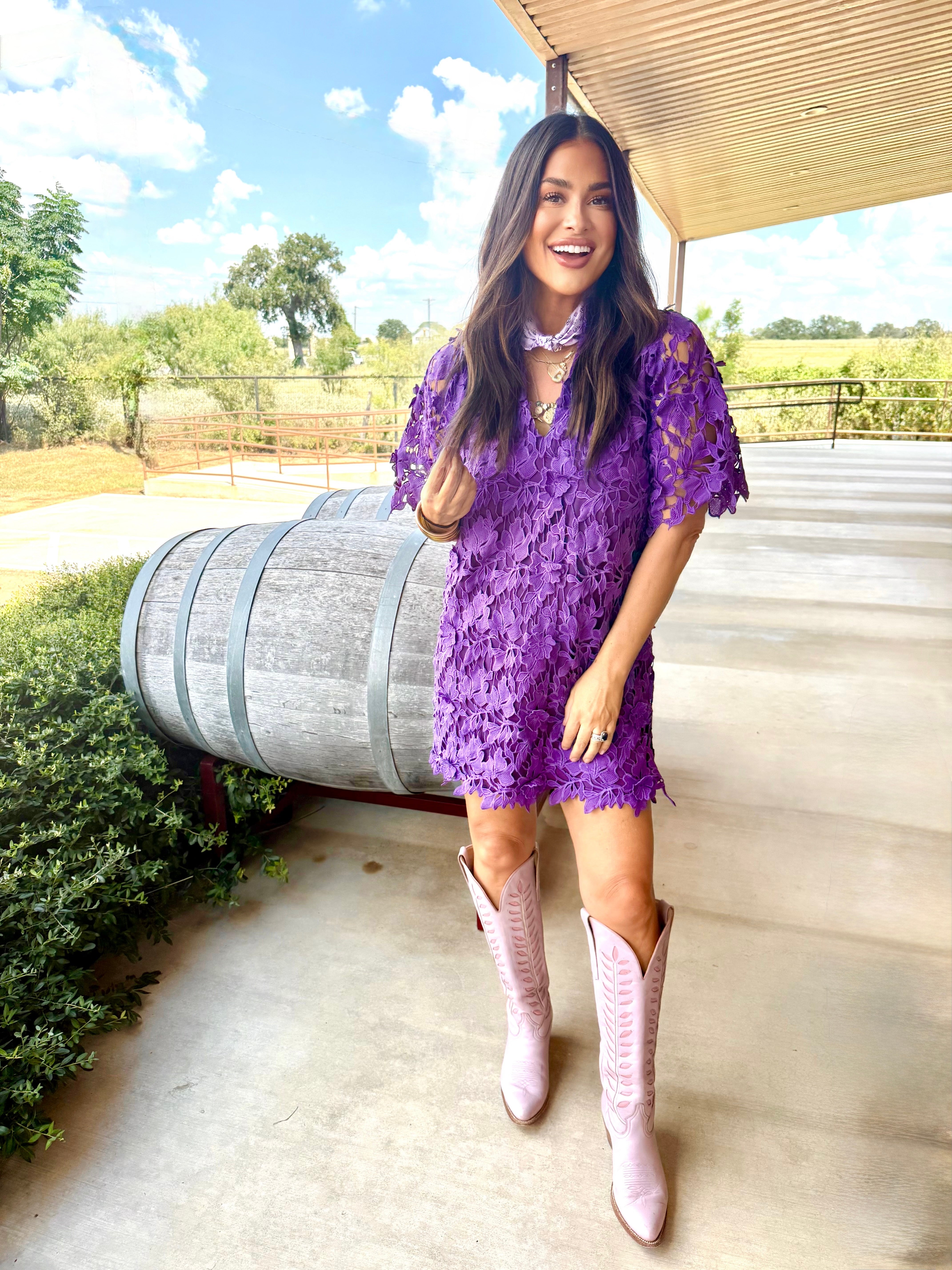 Lulu Short Sleeve Mini Caftan- Plum