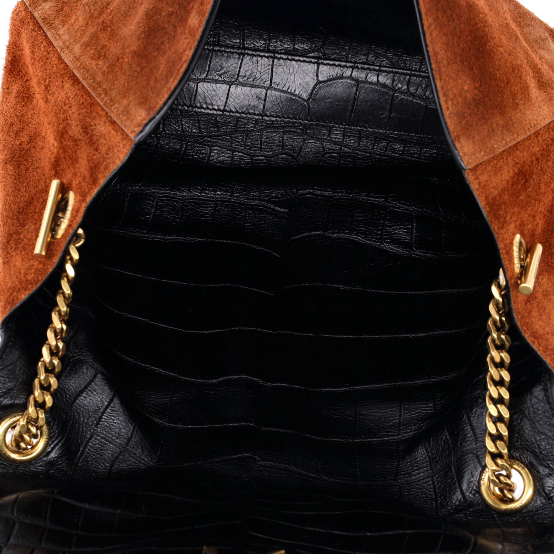 Saint Laurent Classic Monogram Reversible Shoulder Bag Suede and Leather Medium