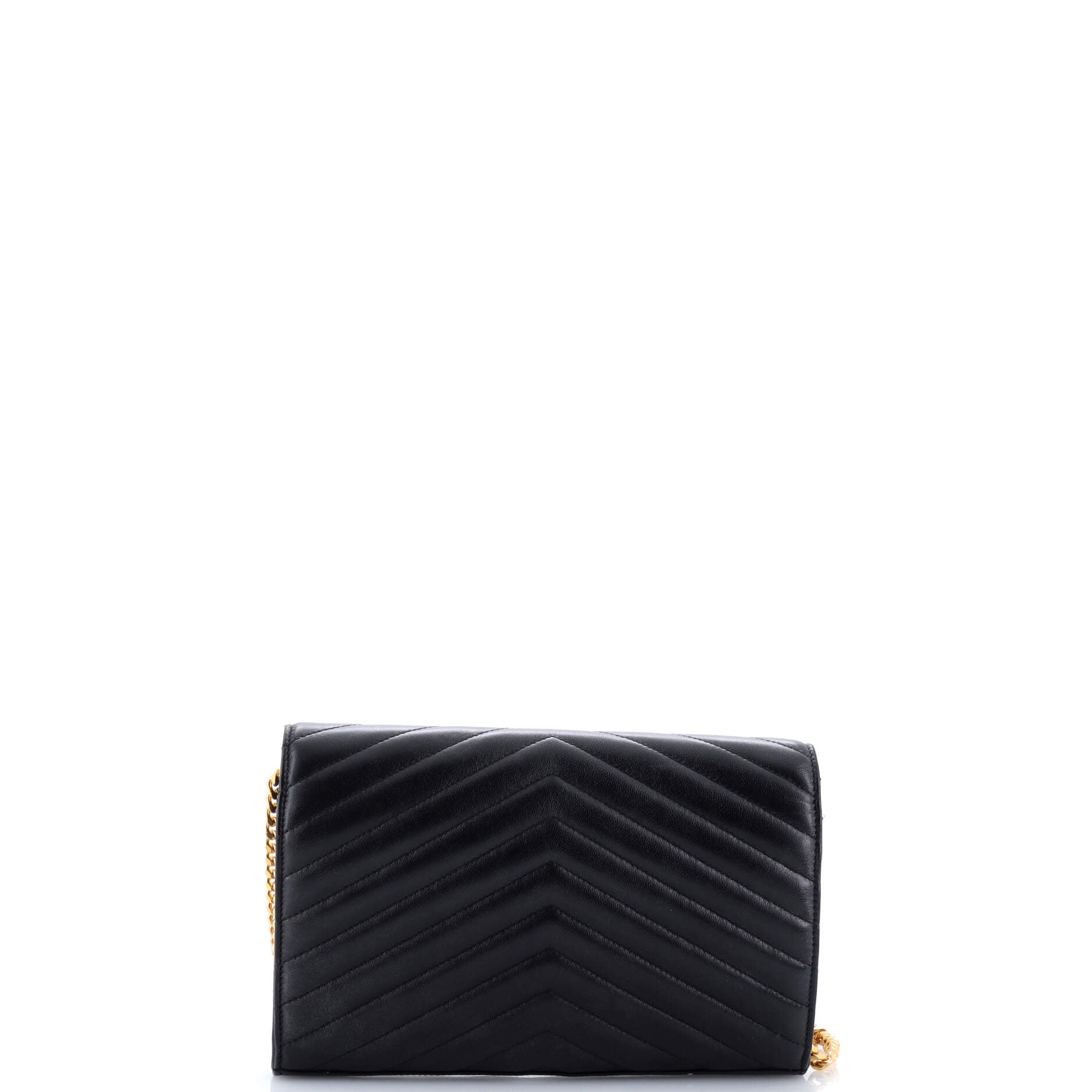 Saint Laurent Classic Monogram Wallet on Chain Matelasse Chevron Leather Medium