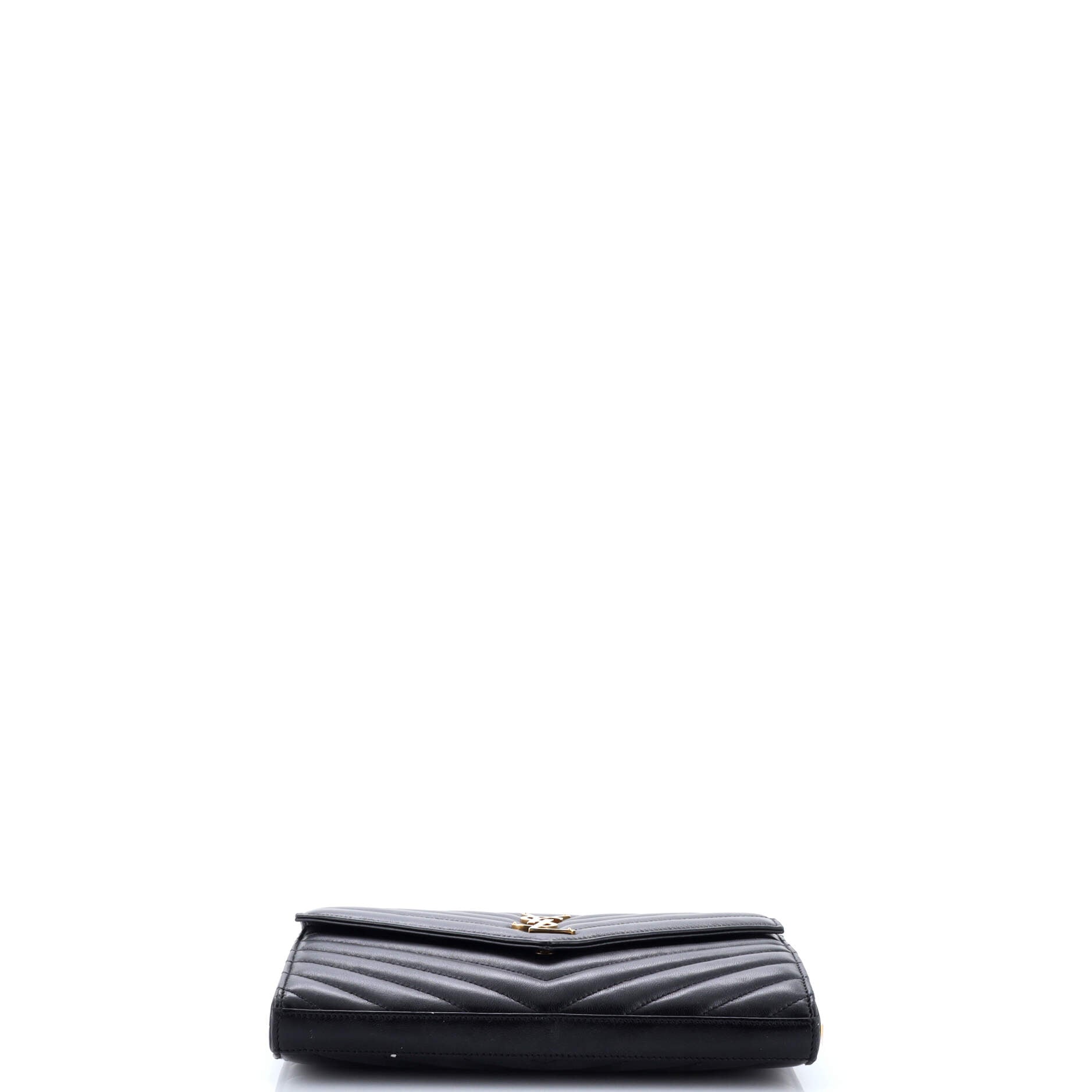 Saint Laurent Classic Monogram Wallet on Chain Matelasse Chevron Leather Medium