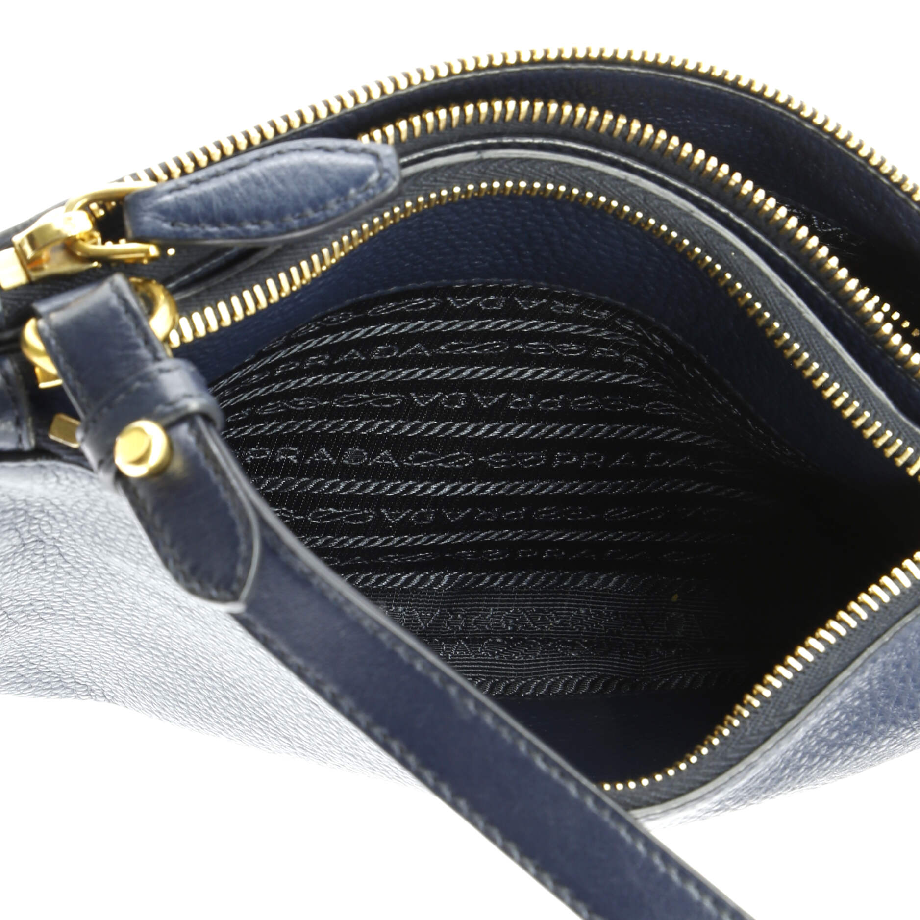 Prada Double Zip Crossbody Bag Vitello Daino Small