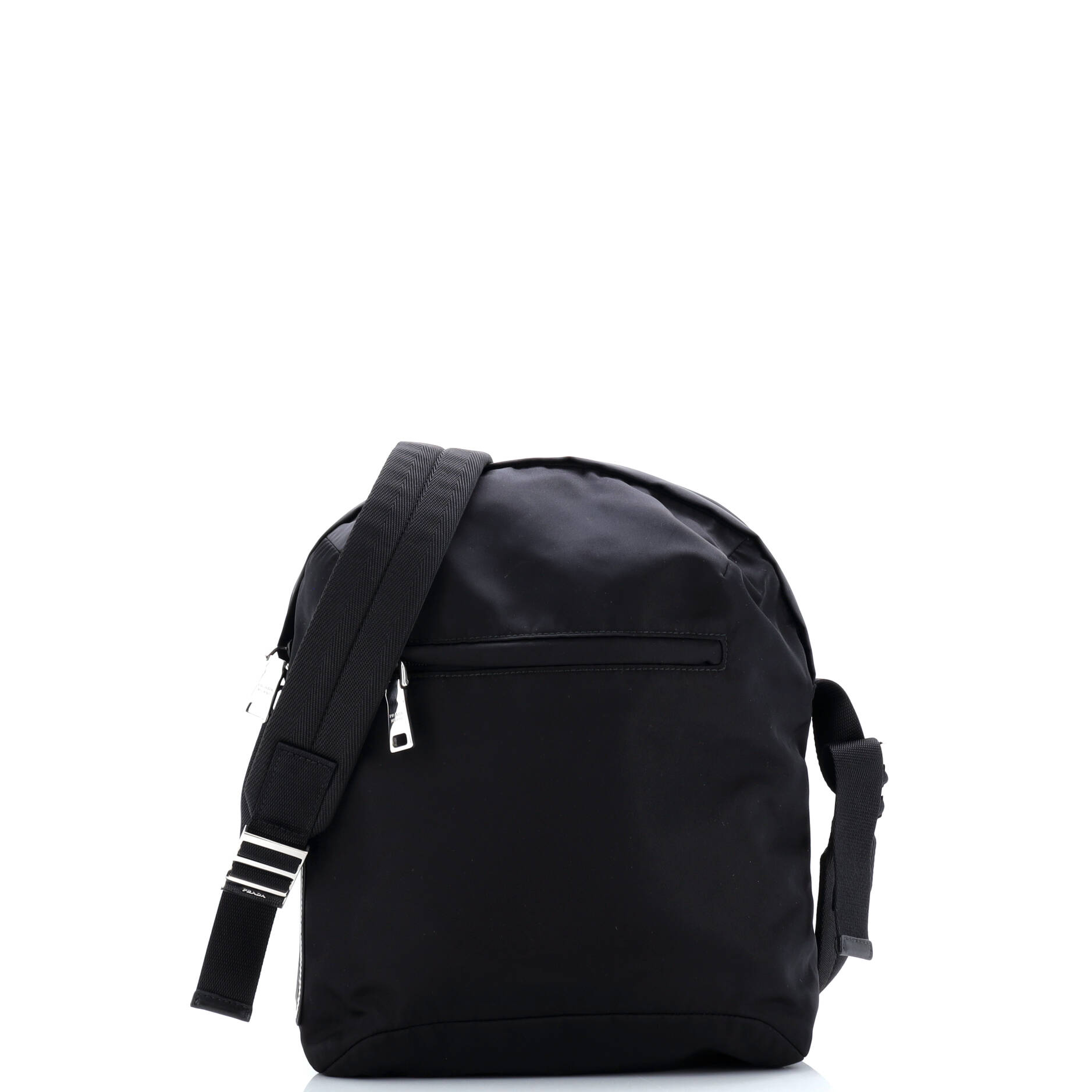 Prada Logo Patch Zip Messenger Bag Tessuto Medium