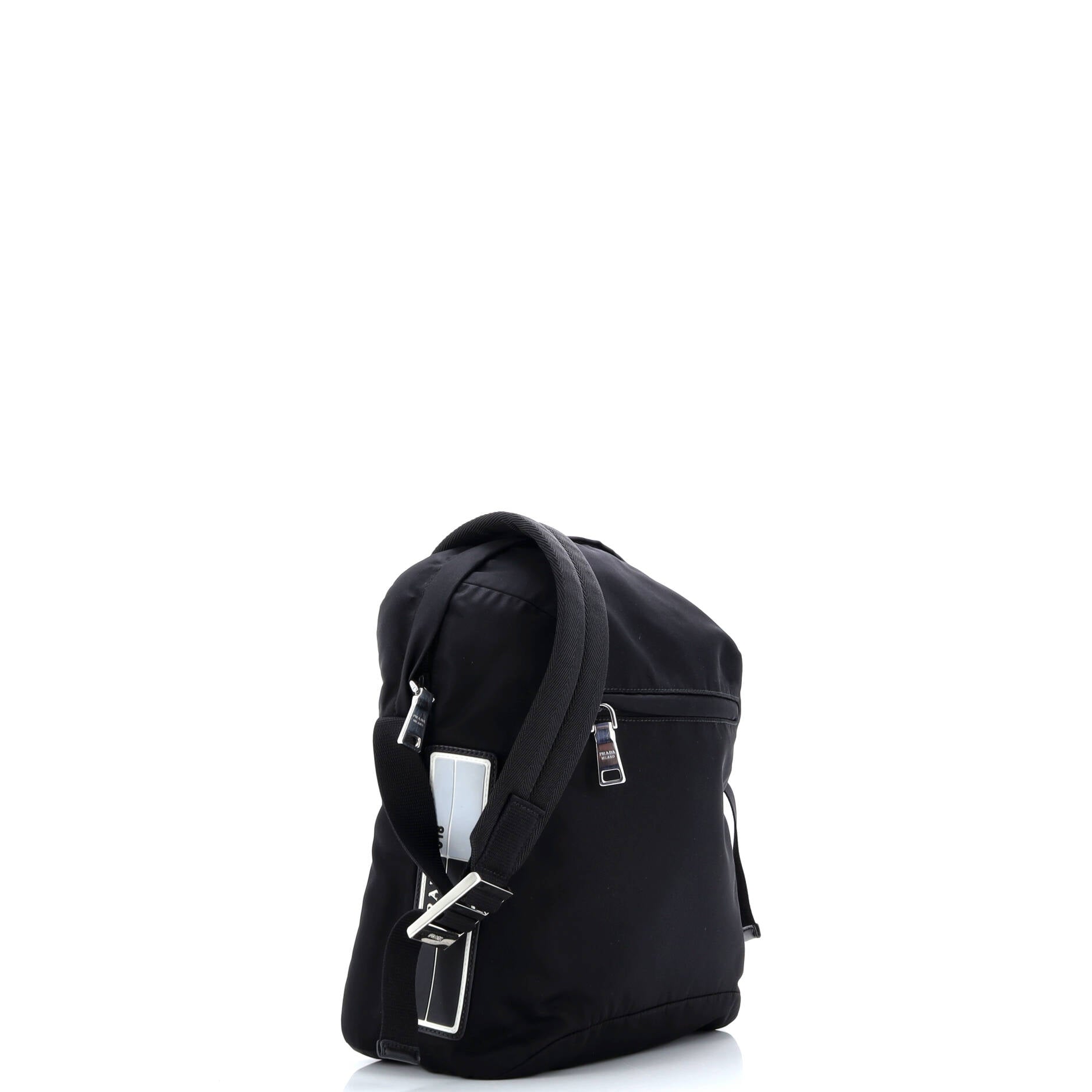 Prada Logo Patch Zip Messenger Bag Tessuto Medium
