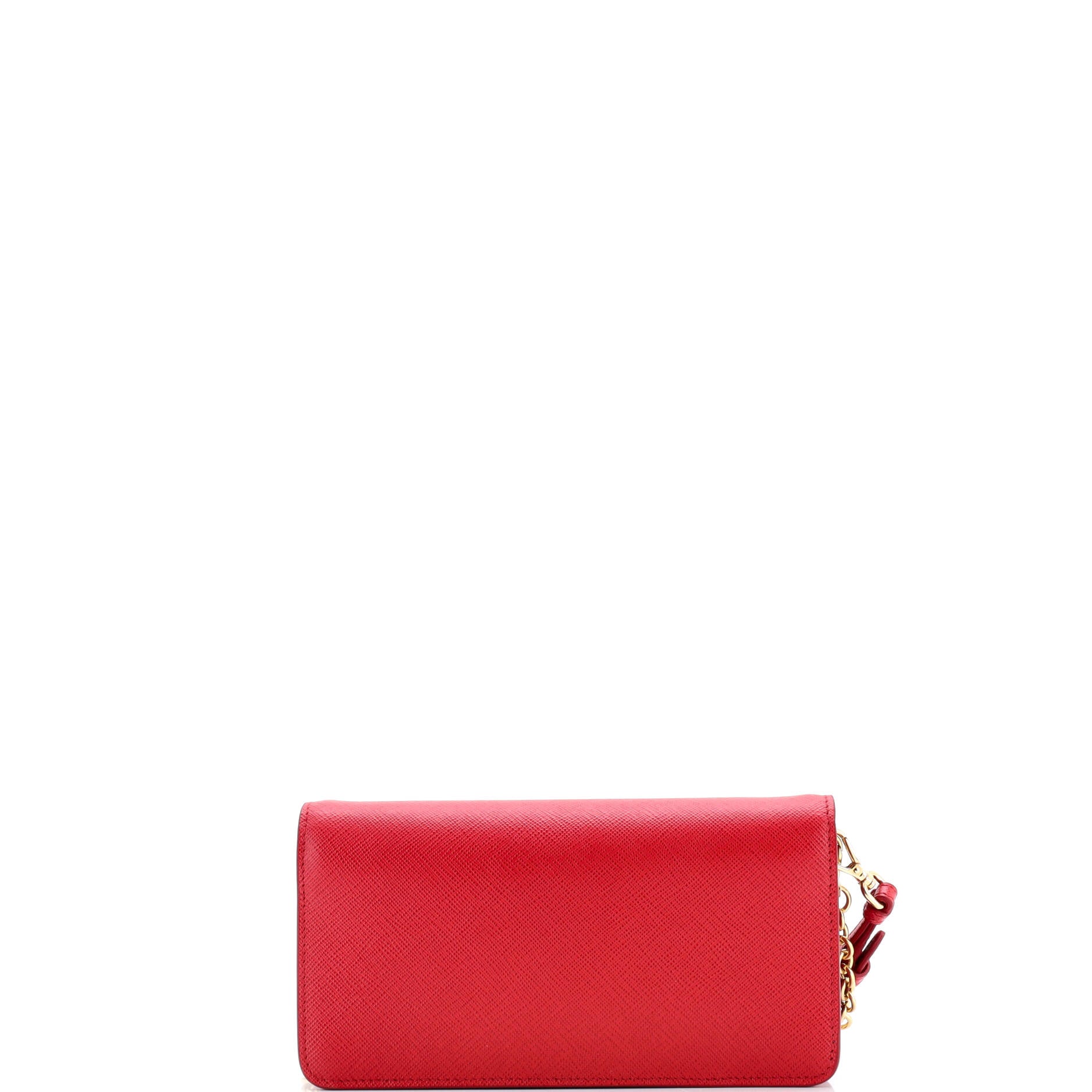 Prada Monochrome Wristlet Wallet on Chain Saffiano Leather Mini