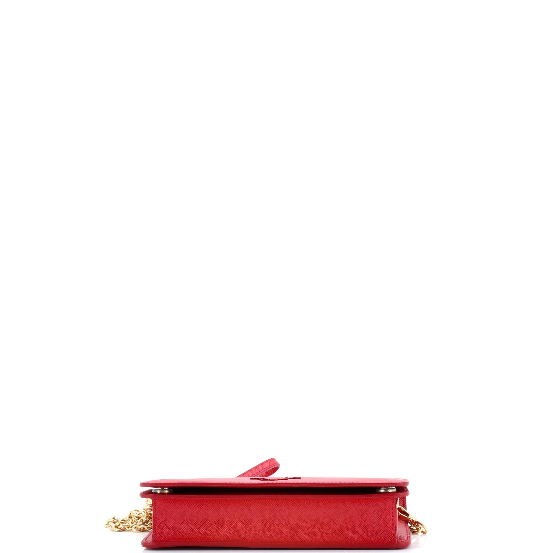Prada Monochrome Wristlet Wallet on Chain Saffiano Leather Mini