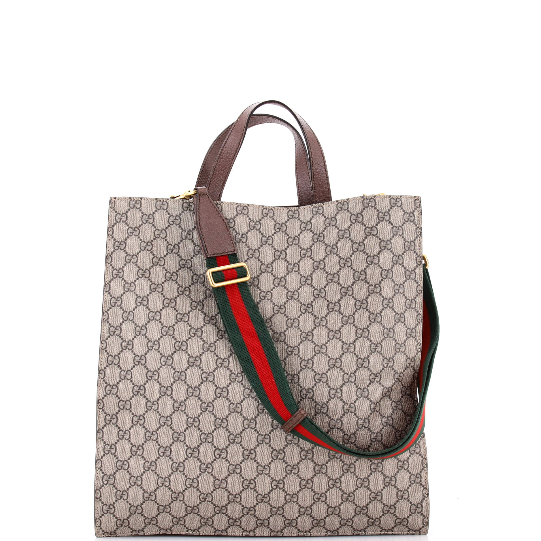 Gucci Courrier Convertible Soft Open Tote GG Coated Canvas with Applique North South