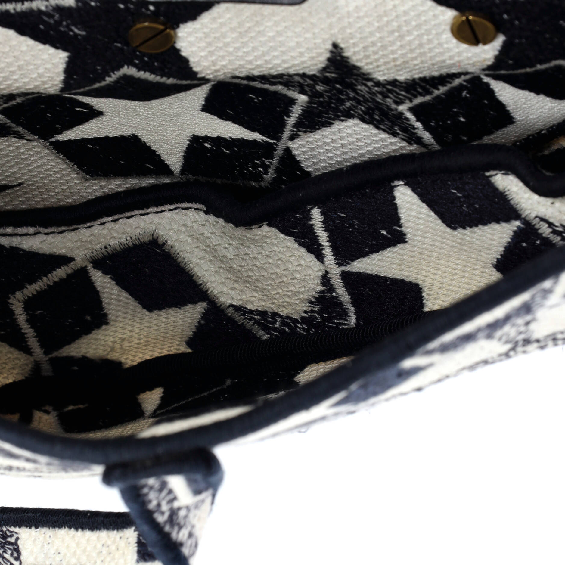 Christian Dior Saddle Bag Logo Embroidered Canvas Medium