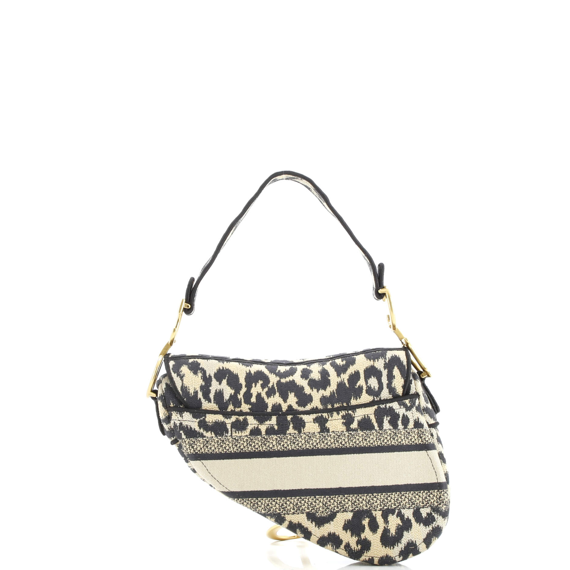 Christian Dior Saddle Handbag Mizza Embroidered Canvas Medium