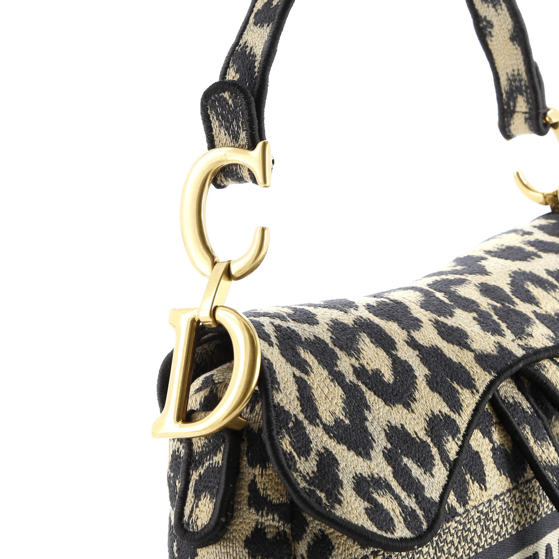 Christian Dior Saddle Handbag Mizza Embroidered Canvas Medium