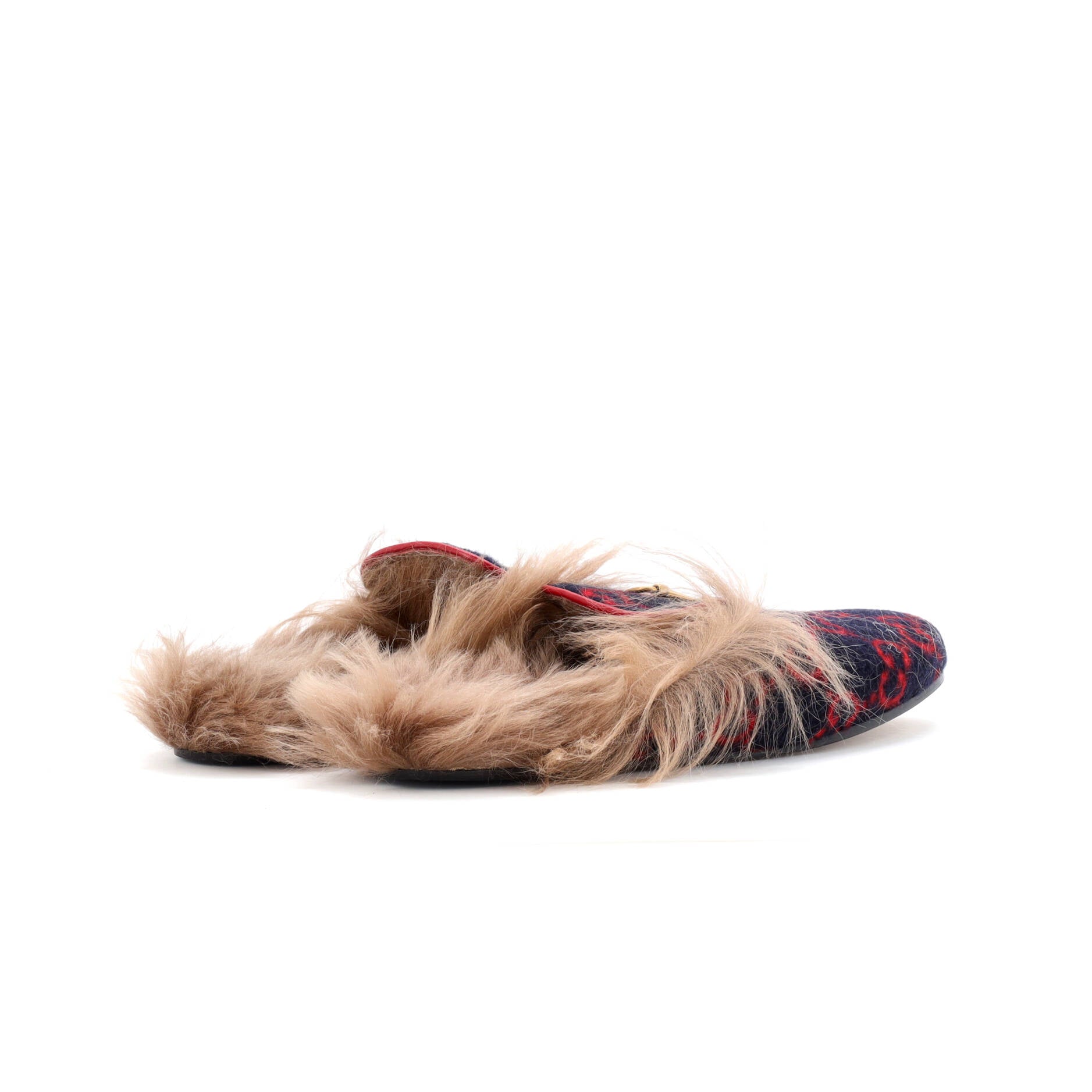 Gucci Women's Princetown Mules GG Wool with Lamb Hair