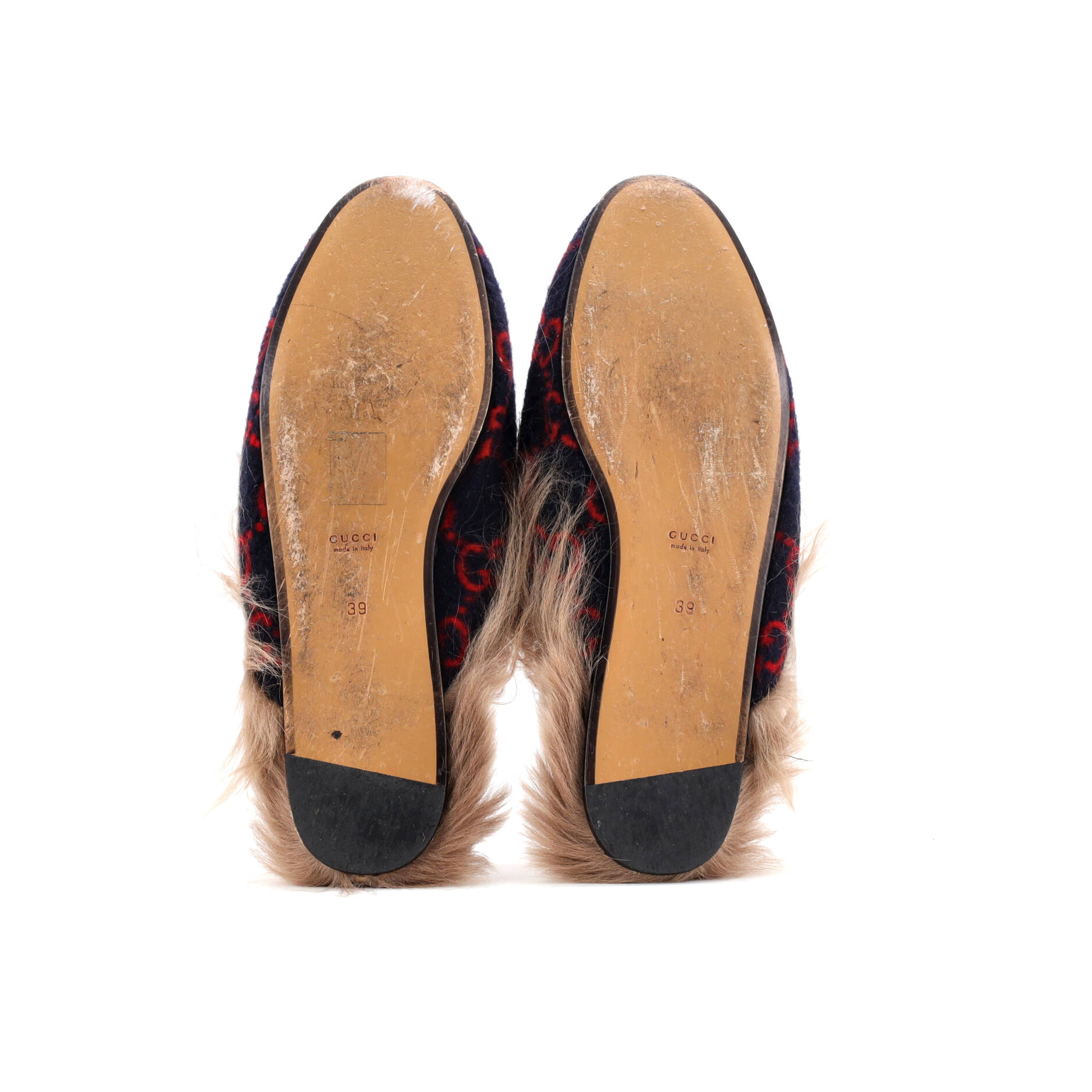 Gucci Women's Princetown Mules GG Wool with Lamb Hair