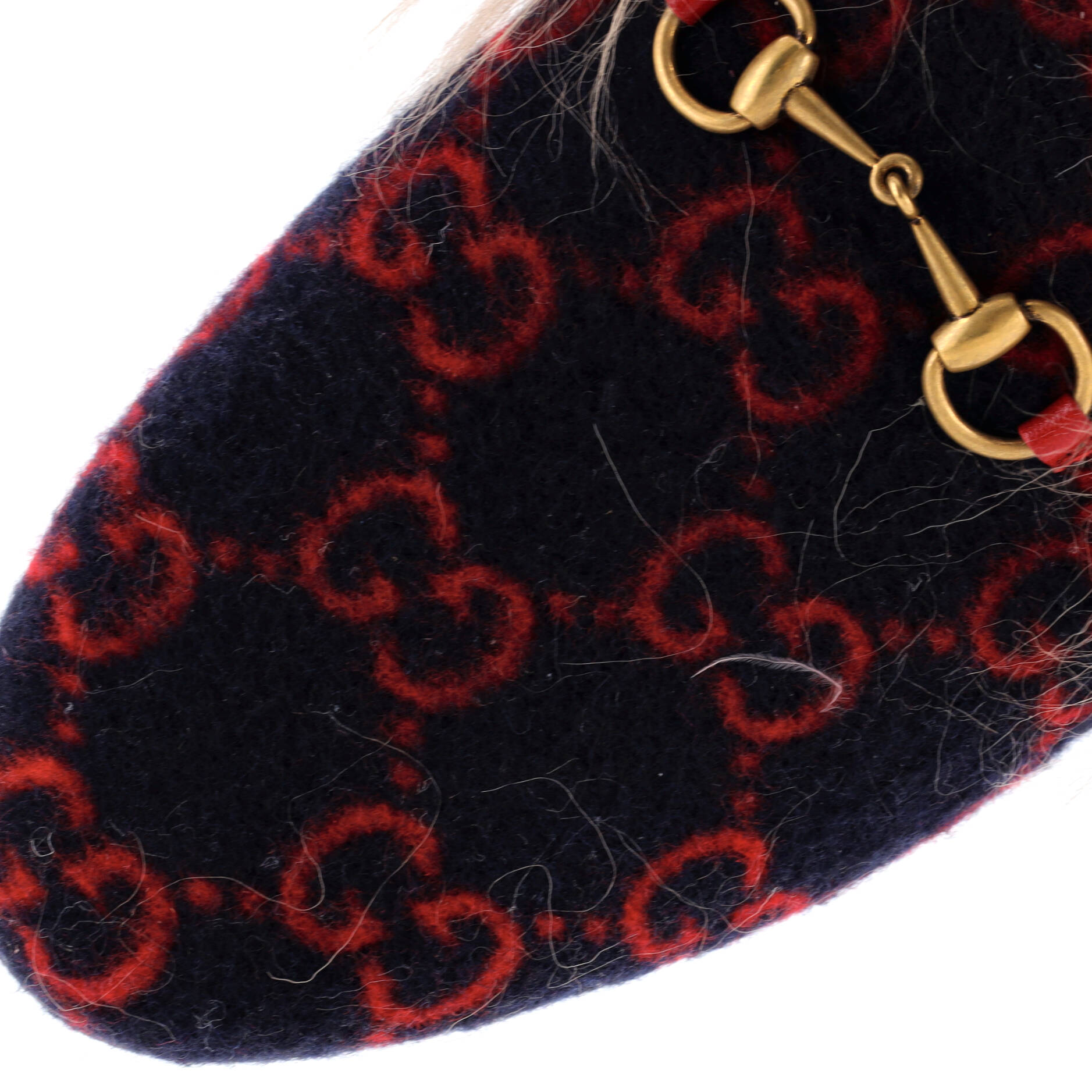 Gucci Women's Princetown Mules GG Wool with Lamb Hair