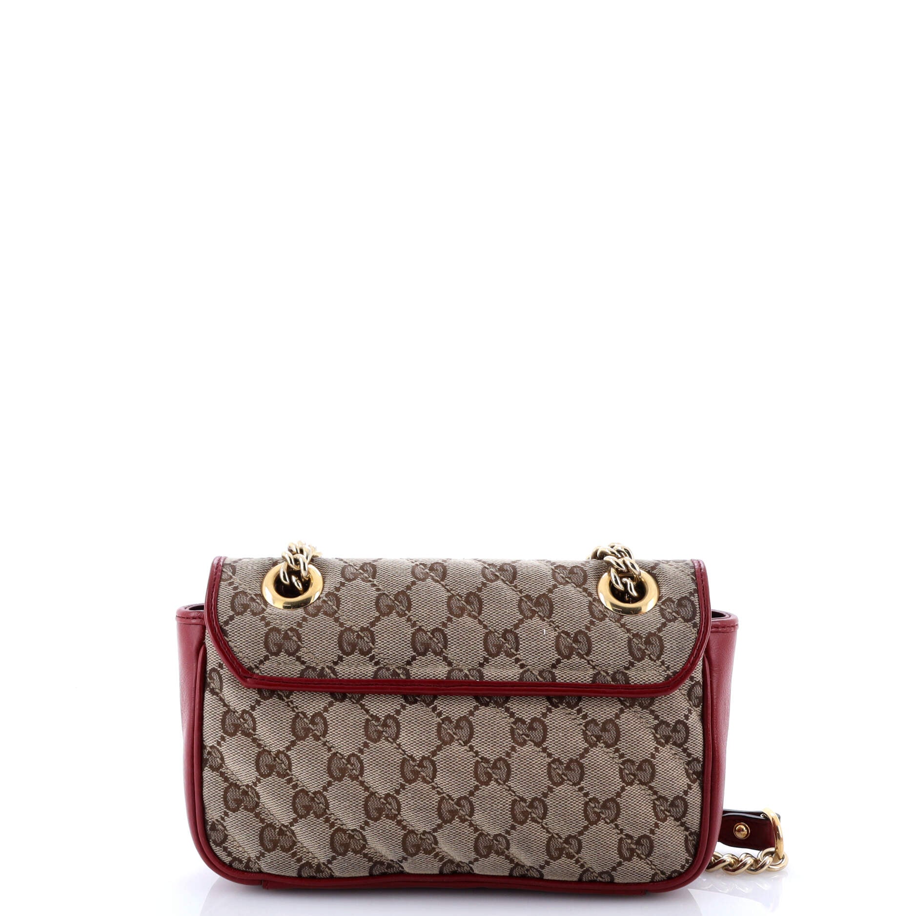 Gucci GG Marmont Flap Bag Diagonal Quilted GG Canvas with Leather Mini